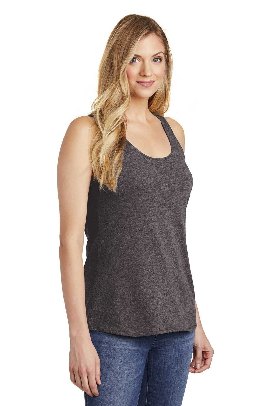 District DT6302 Women&#39;s V.I.T. Gathered Back Tank - Heathered Charcoal - HIT a Double - 4