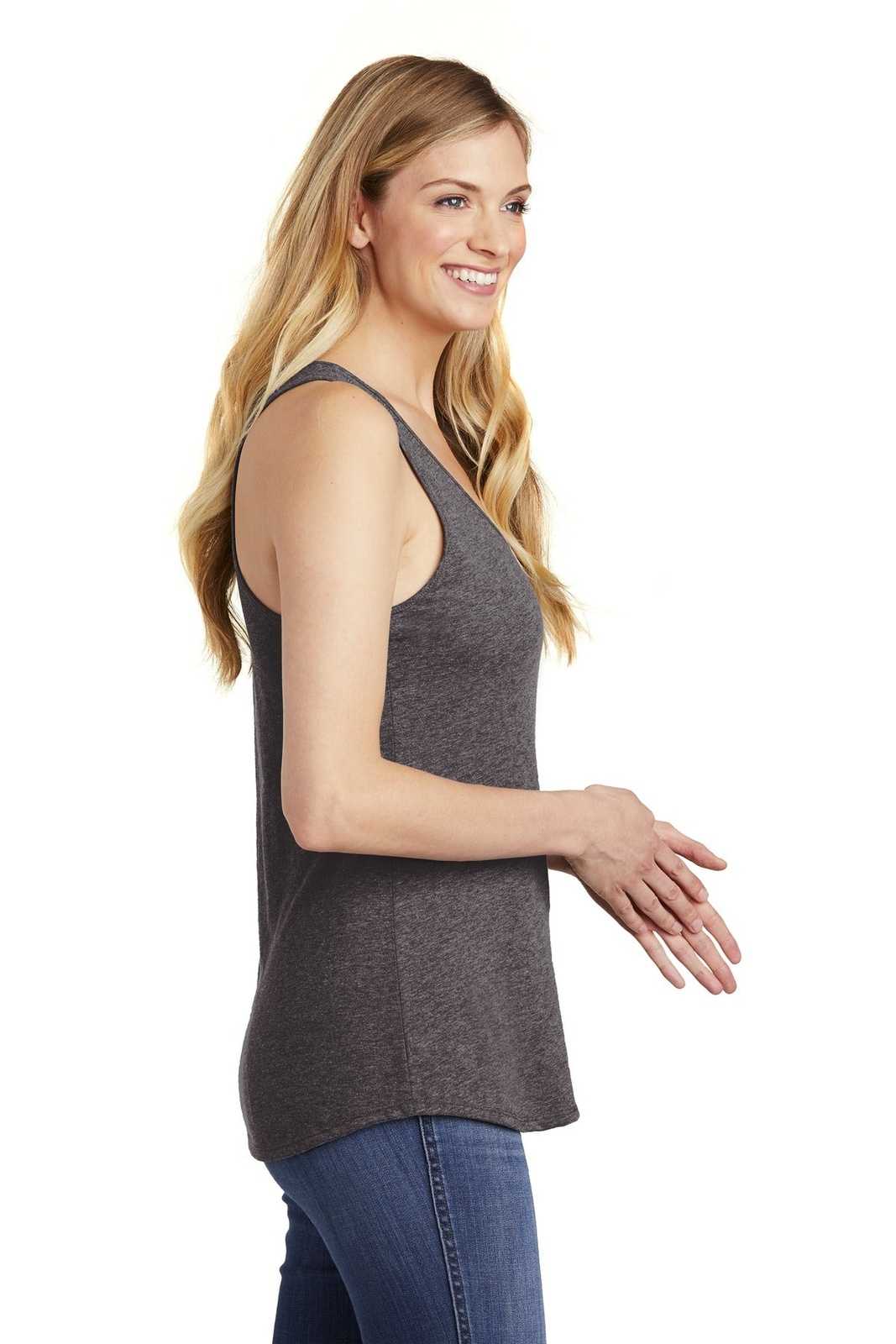 District DT6302 Women&#39;s V.I.T. Gathered Back Tank - Heathered Charcoal - HIT a Double - 3