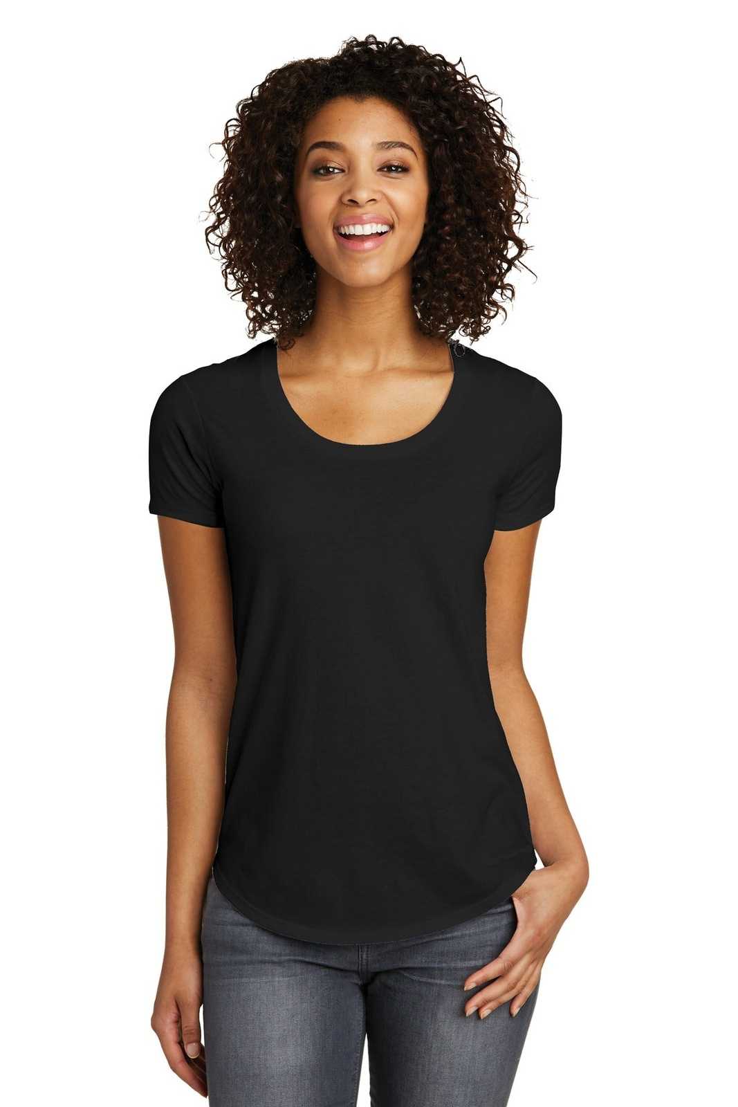 District DT6401 Women's Fitted Very Important Tee Scoop Neck - Black - HIT a Double - 1
