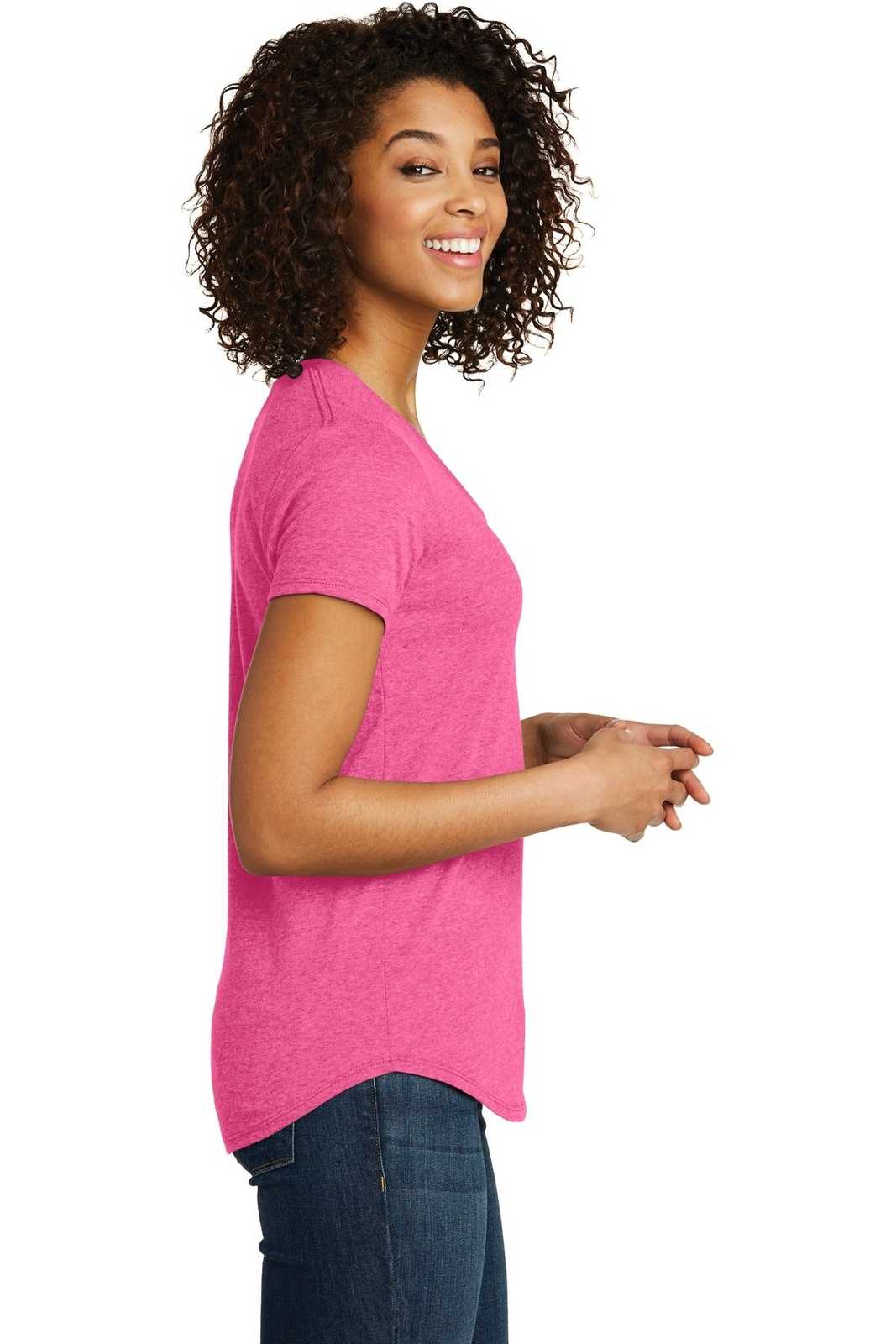 District DT6401 Women&#39;s Fitted Very Important Tee Scoop Neck - Fuchsia Frost - HIT a Double - 3
