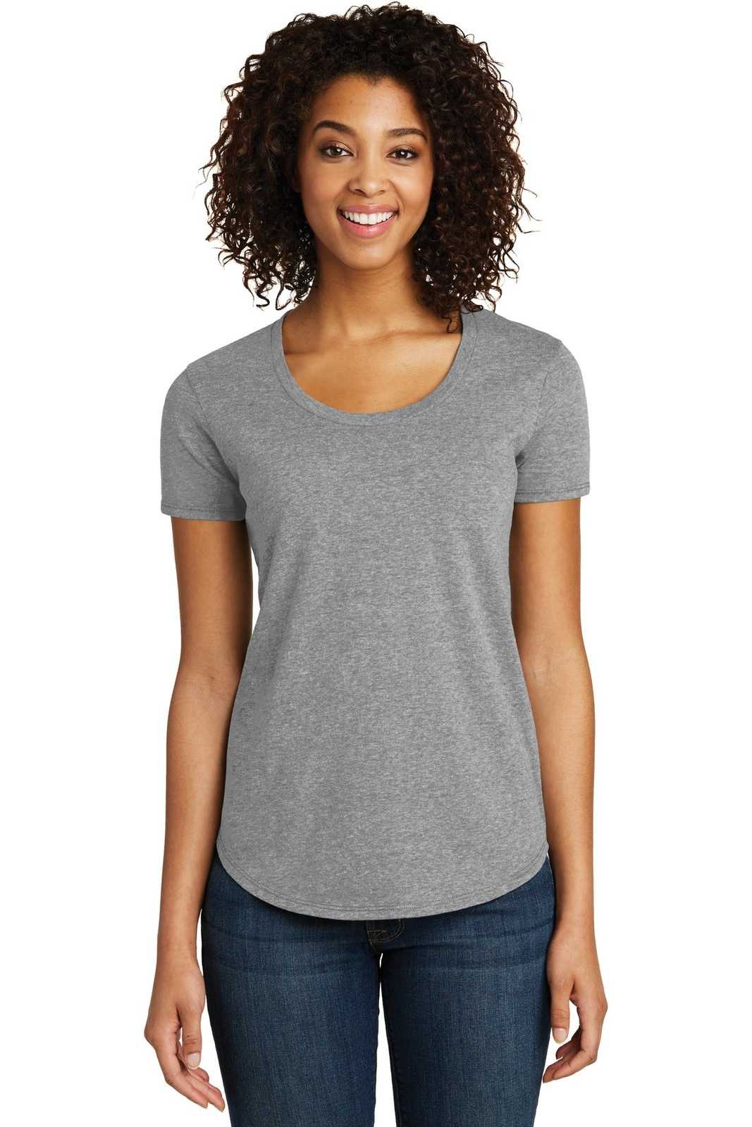 District DT6401 Women&#39;s Fitted Very Important Tee Scoop Neck - Gray Frost - HIT a Double - 1