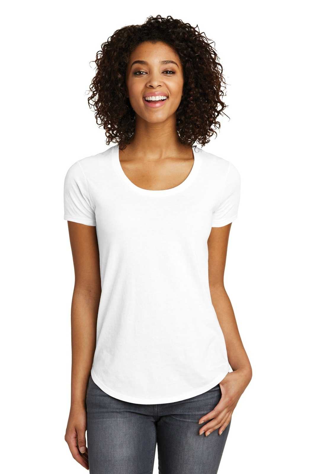 District DT6401 Women&#39;s Fitted Very Important Tee Scoop Neck - White - HIT a Double - 1