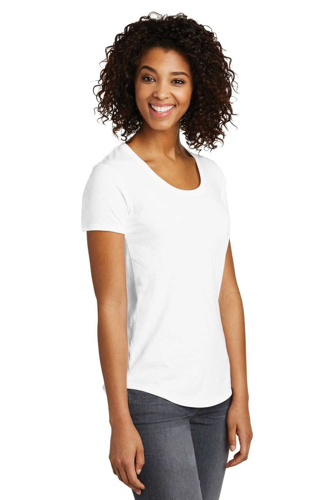 District DT6401 Women&#39;s Fitted Very Important Tee Scoop Neck - White - HIT a Double - 4