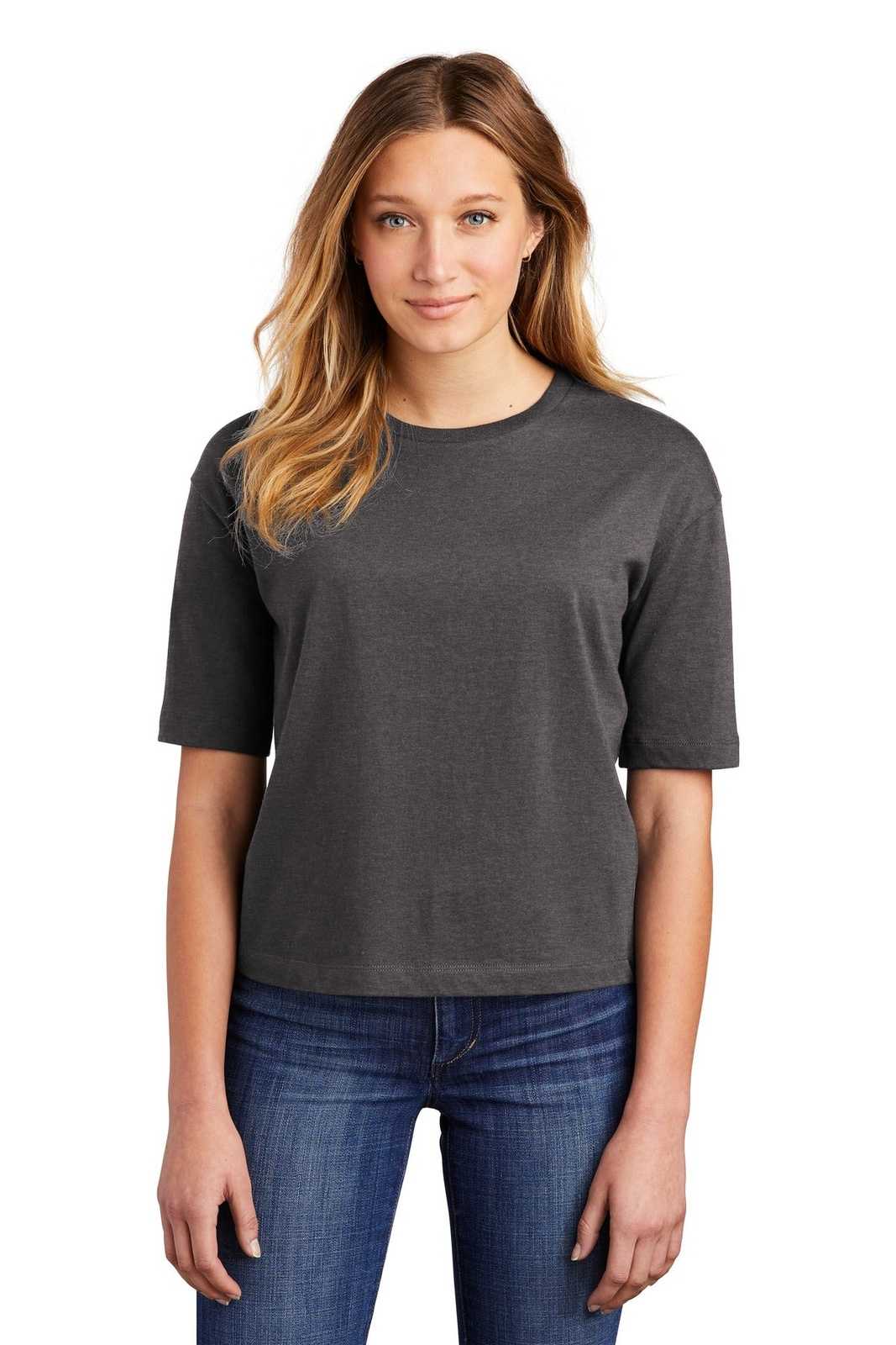 District DT6402 Women's V.I.T. Boxy Tee - Heathered Charcoal - HIT a Double - 1
