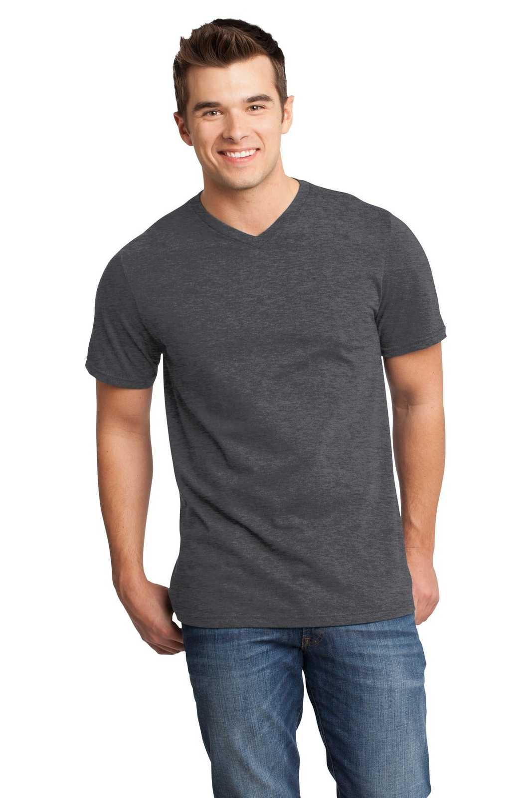 District DT6500 Very Important Tee V-Neck - Heathered Charcoal - HIT a Double - 1
