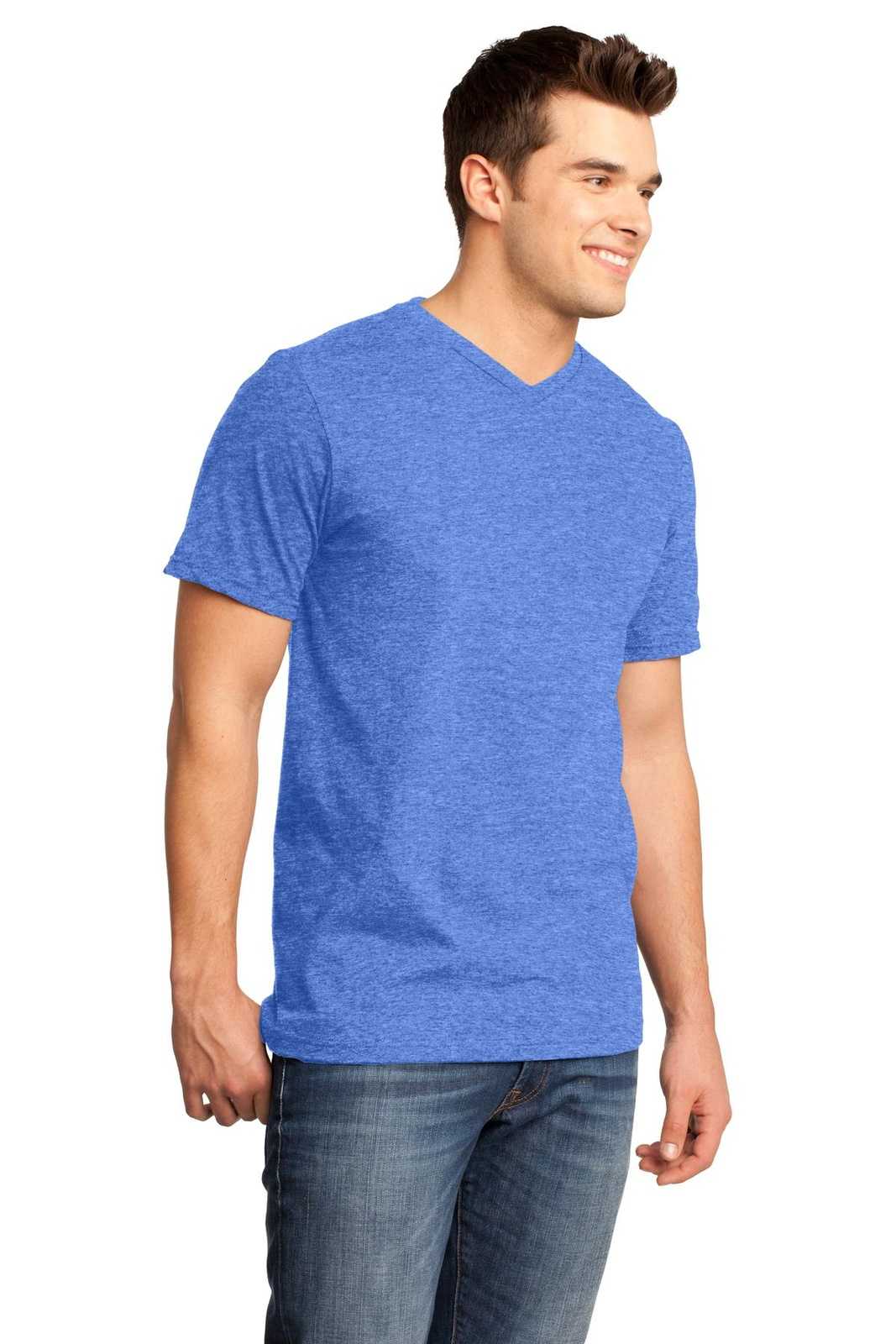 District DT6500 Very Important Tee V-Neck - Heathered Royal - HIT a Double - 4