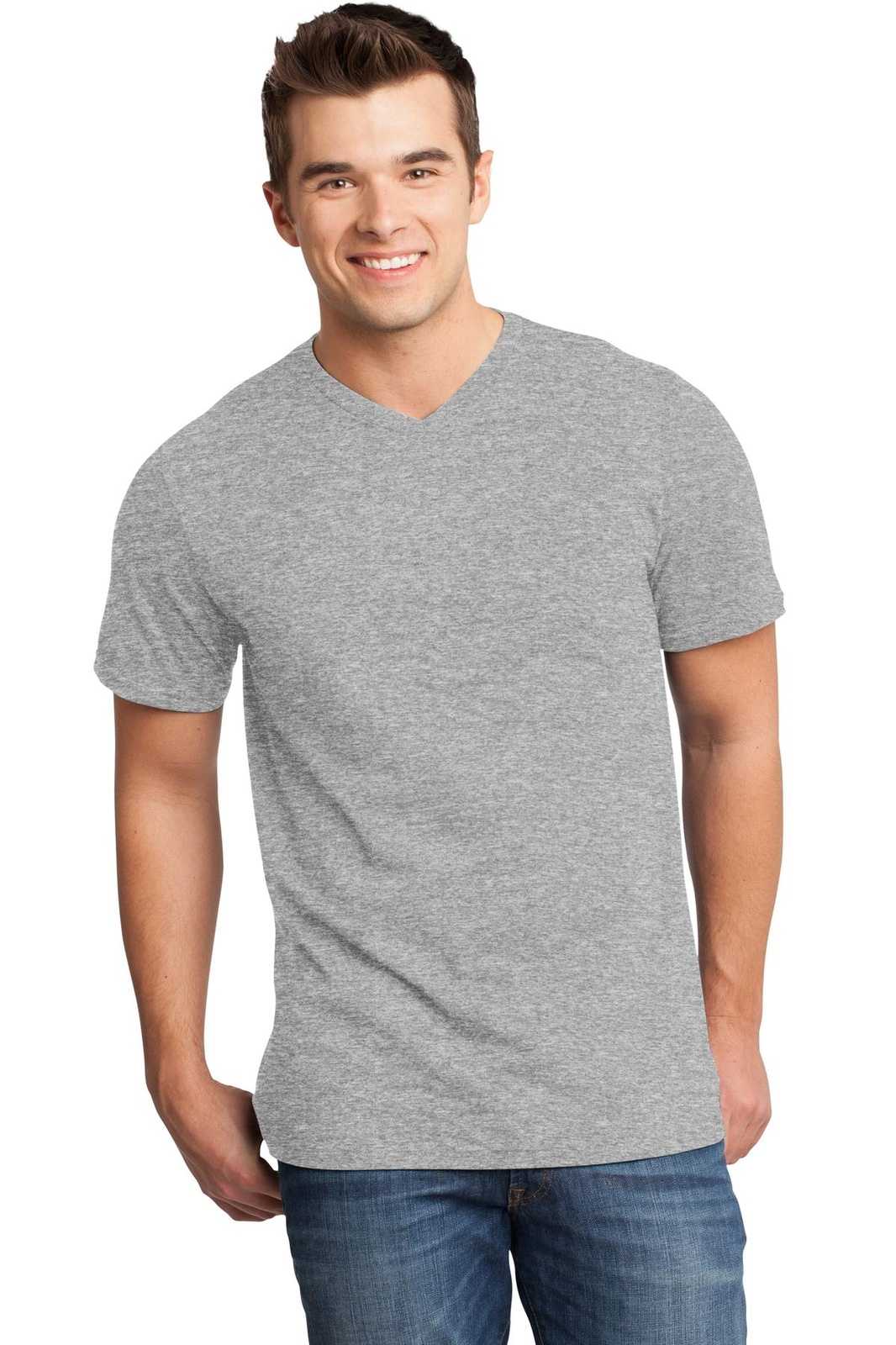 District DT6500 Very Important Tee V-Neck - Light Heather Gray - HIT a Double - 1