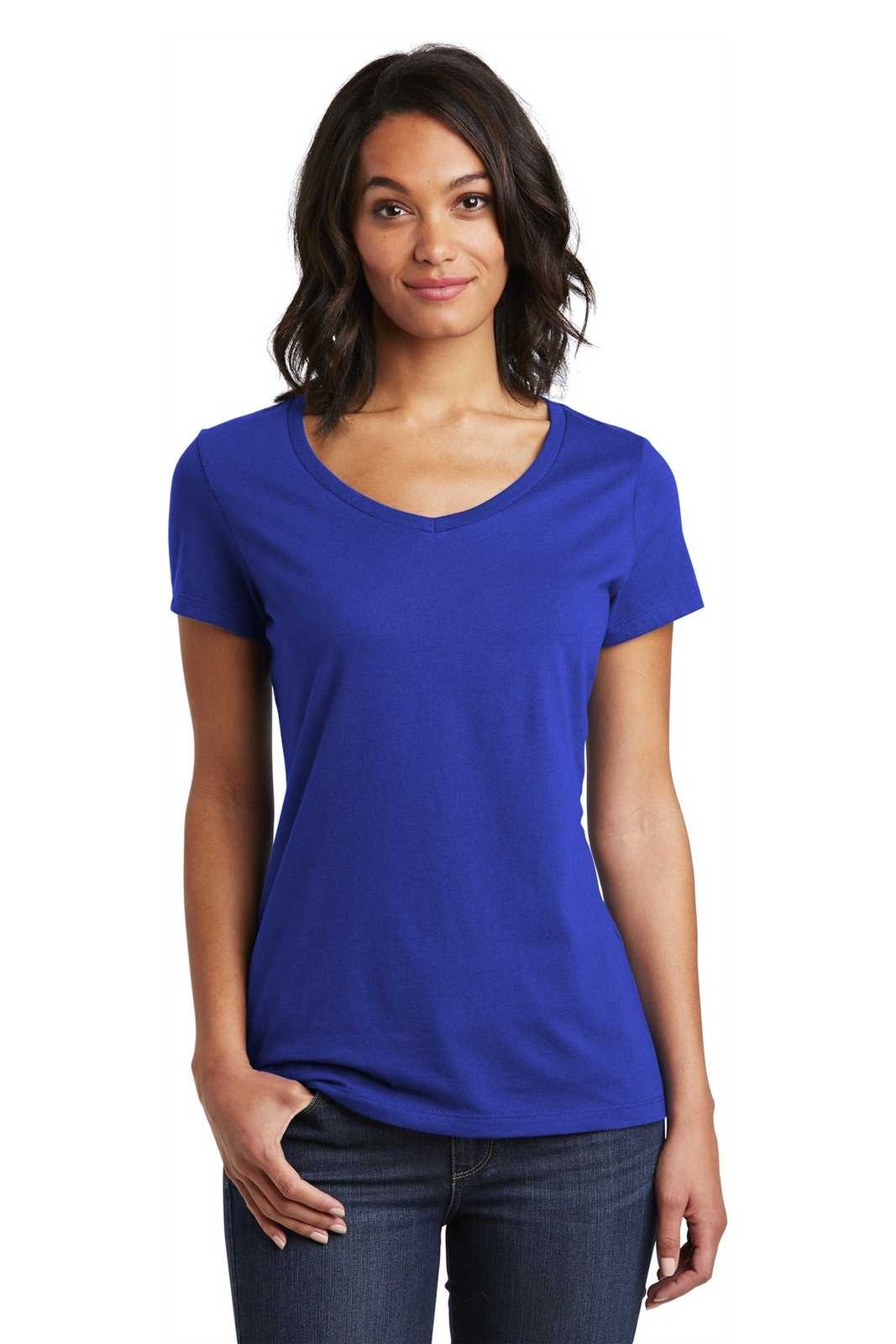District DT6503 Women's Very Important Tee V-Neck - Deep Royal - HIT a Double - 1