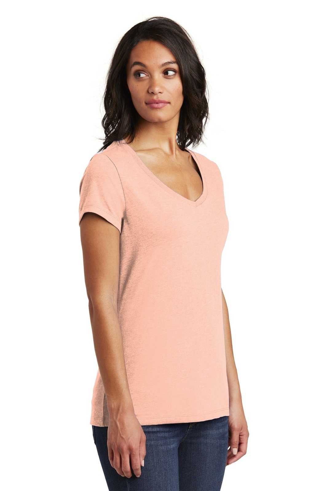 District DT6503 Women&#39;s Very Important Tee V-Neck - Dusty Peach - HIT a Double - 4
