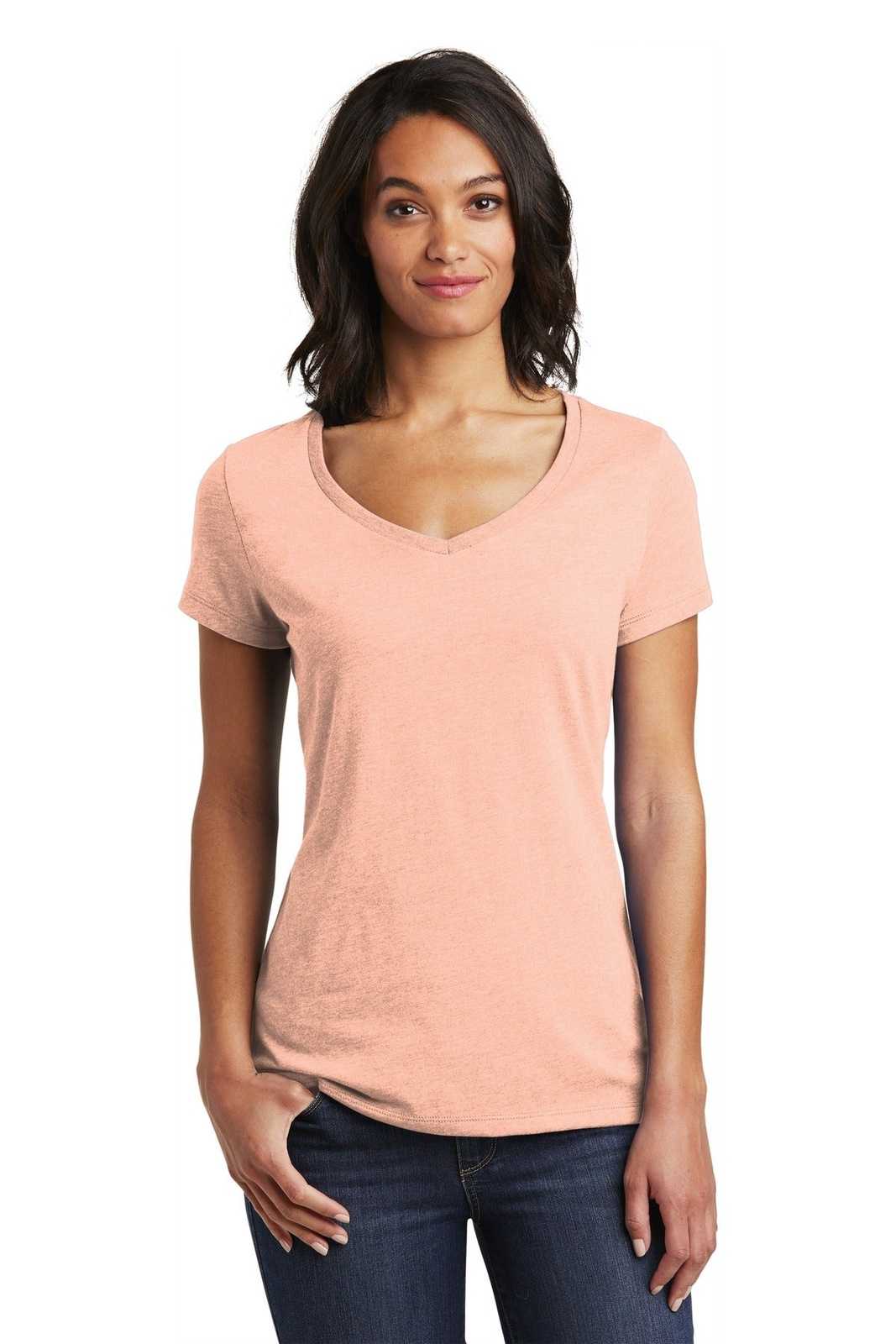 District DT6503 Women&#39;s Very Important Tee V-Neck - Dusty Peach - HIT a Double - 1