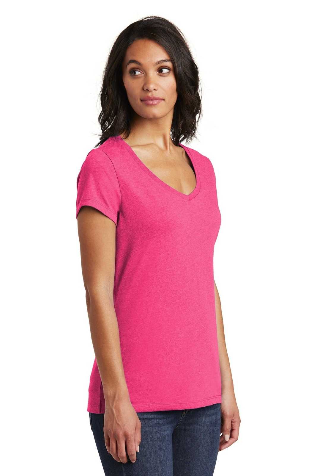 District DT6503 Women&#39;s Very Important Tee V-Neck - Fuchsia Frost - HIT a Double - 4