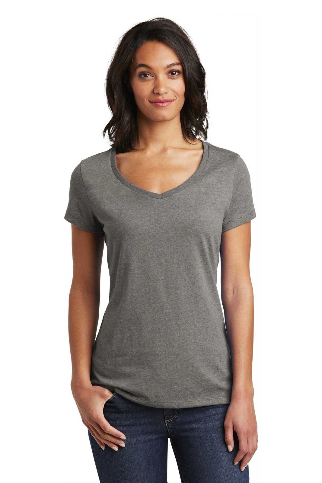 District DT6503 Women's Very Important Tee V-Neck - Gray Frost - HIT a Double - 1