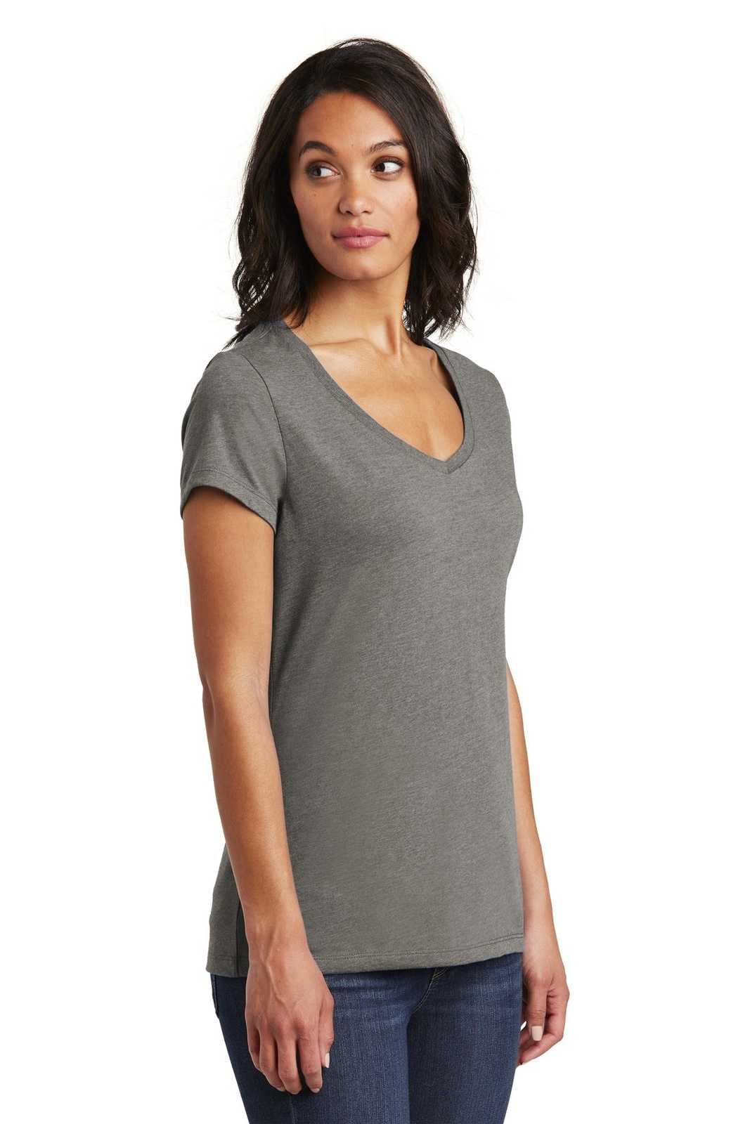 District DT6503 Women&#39;s Very Important Tee V-Neck - Gray Frost - HIT a Double - 4