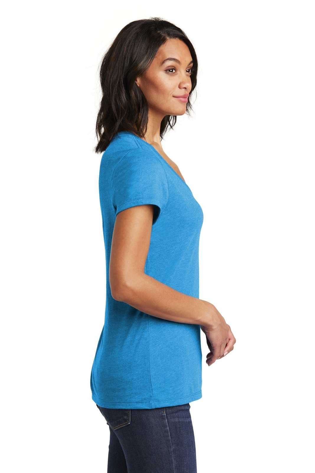 District DT6503 Women&#39;s Very Important Tee V-Neck - Heathered Bright Turquoise - HIT a Double - 3