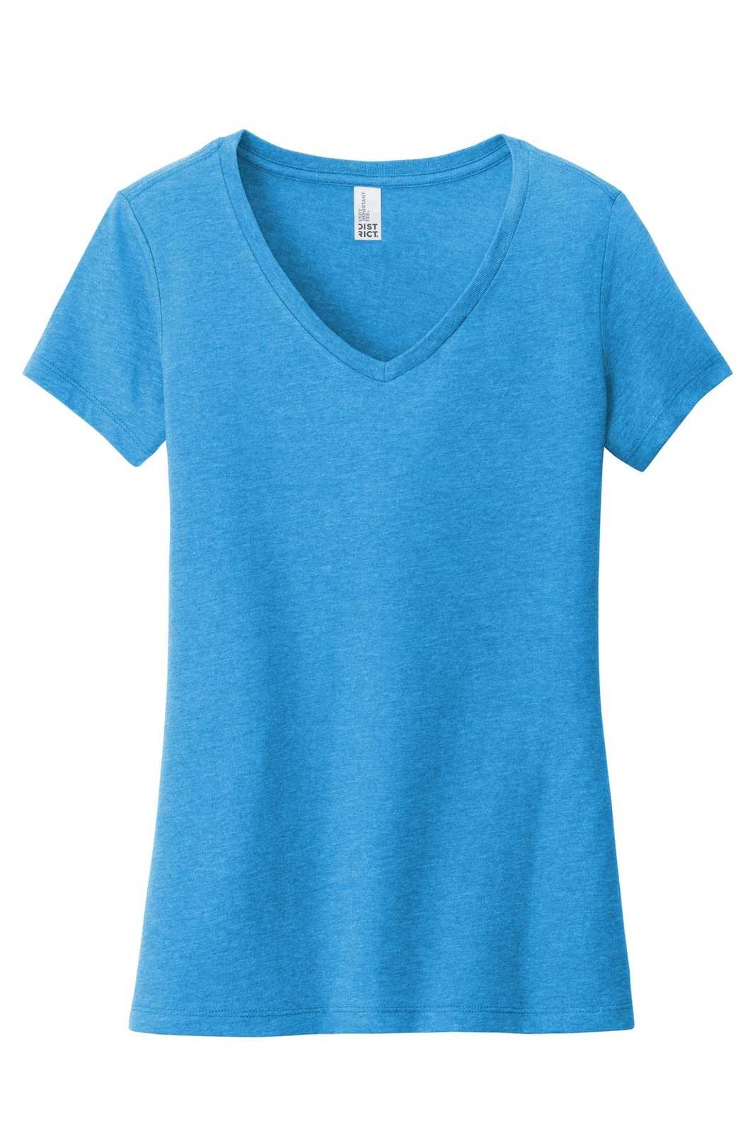 District DT6503 Women&#39;s Very Important Tee V-Neck - Heathered Bright Turquoise - HIT a Double - 5