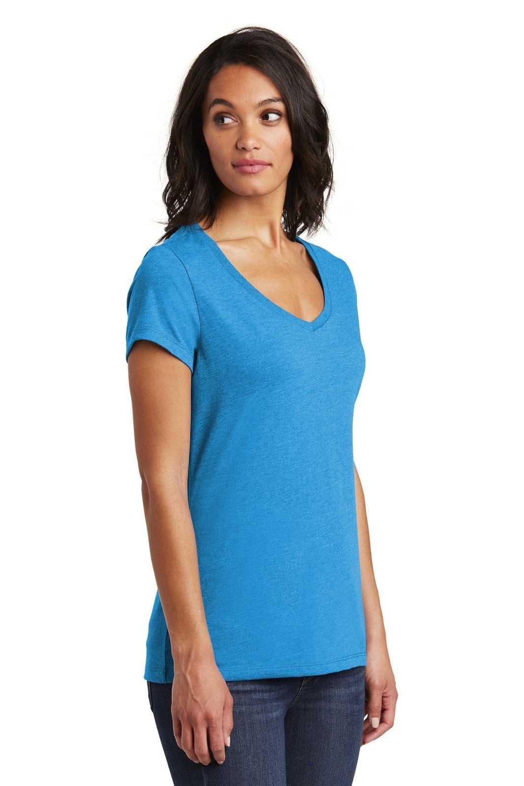 District DT6503 Women&#39;s Very Important Tee V-Neck - Heathered Bright Turquoise - HIT a Double - 4