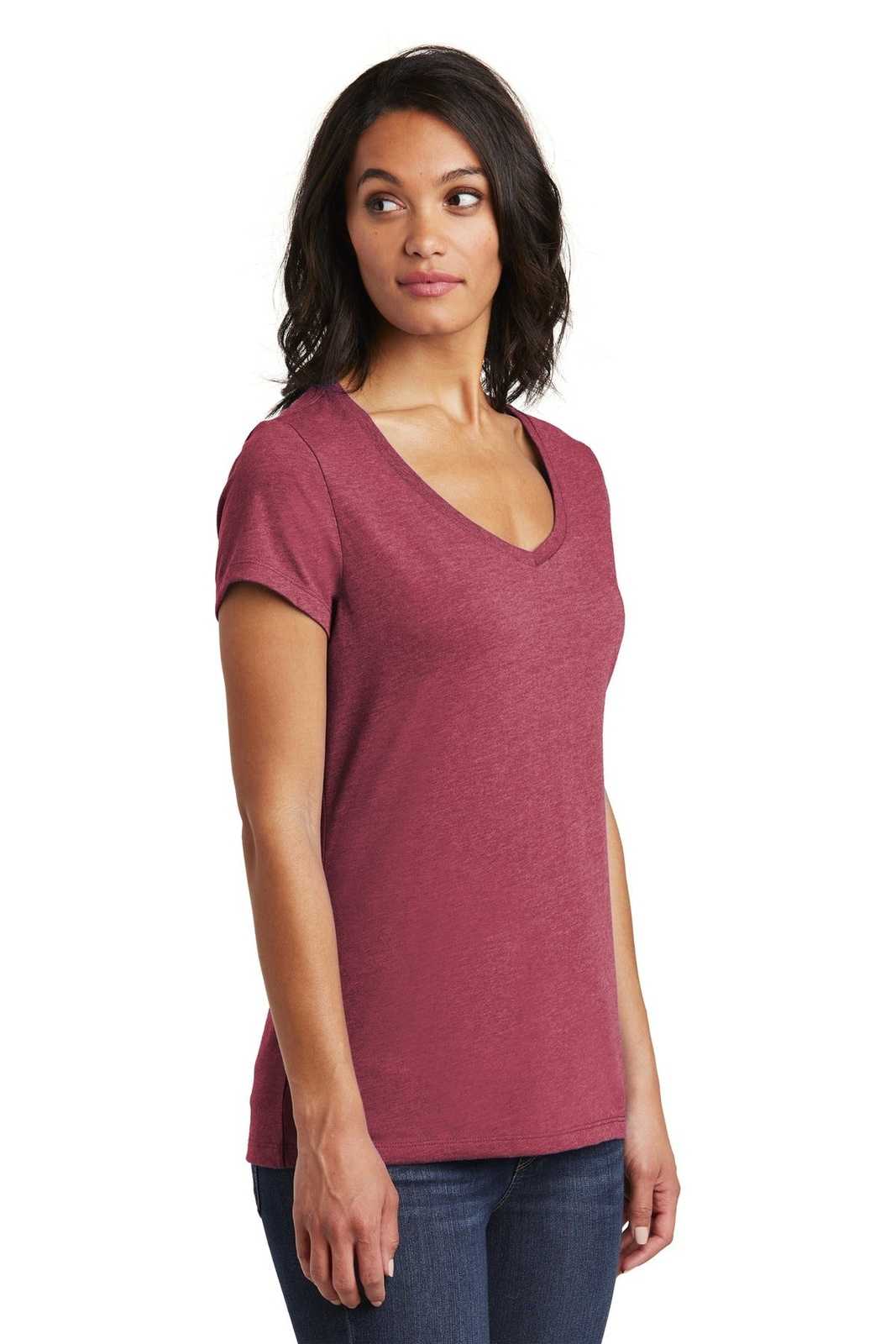 District DT6503 Women&#39;s Very Important Tee V-Neck - Heathered Cardinal - HIT a Double - 4