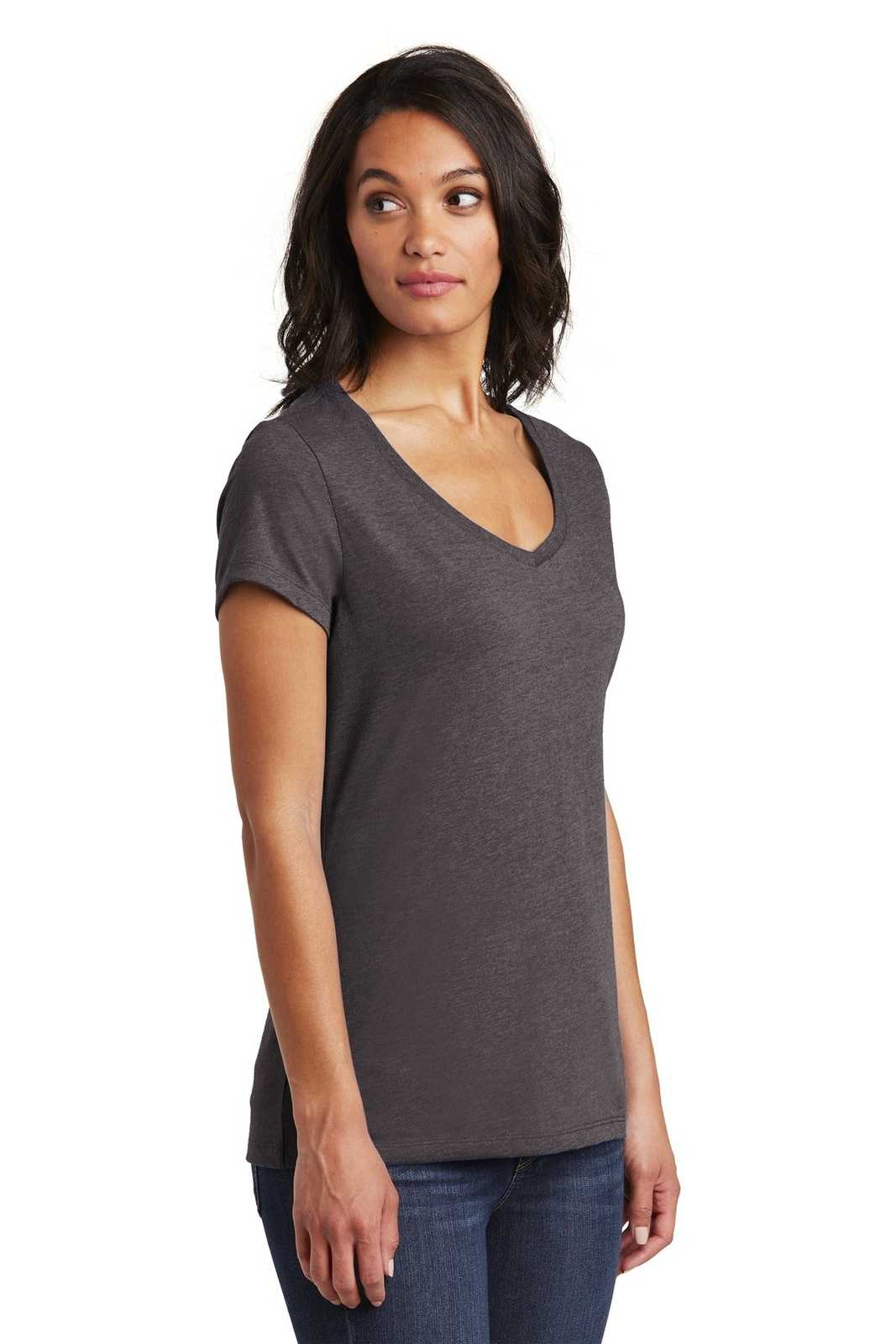 District DT6503 Women&#39;s Very Important Tee V-Neck - Heathered Charcoal - HIT a Double - 4