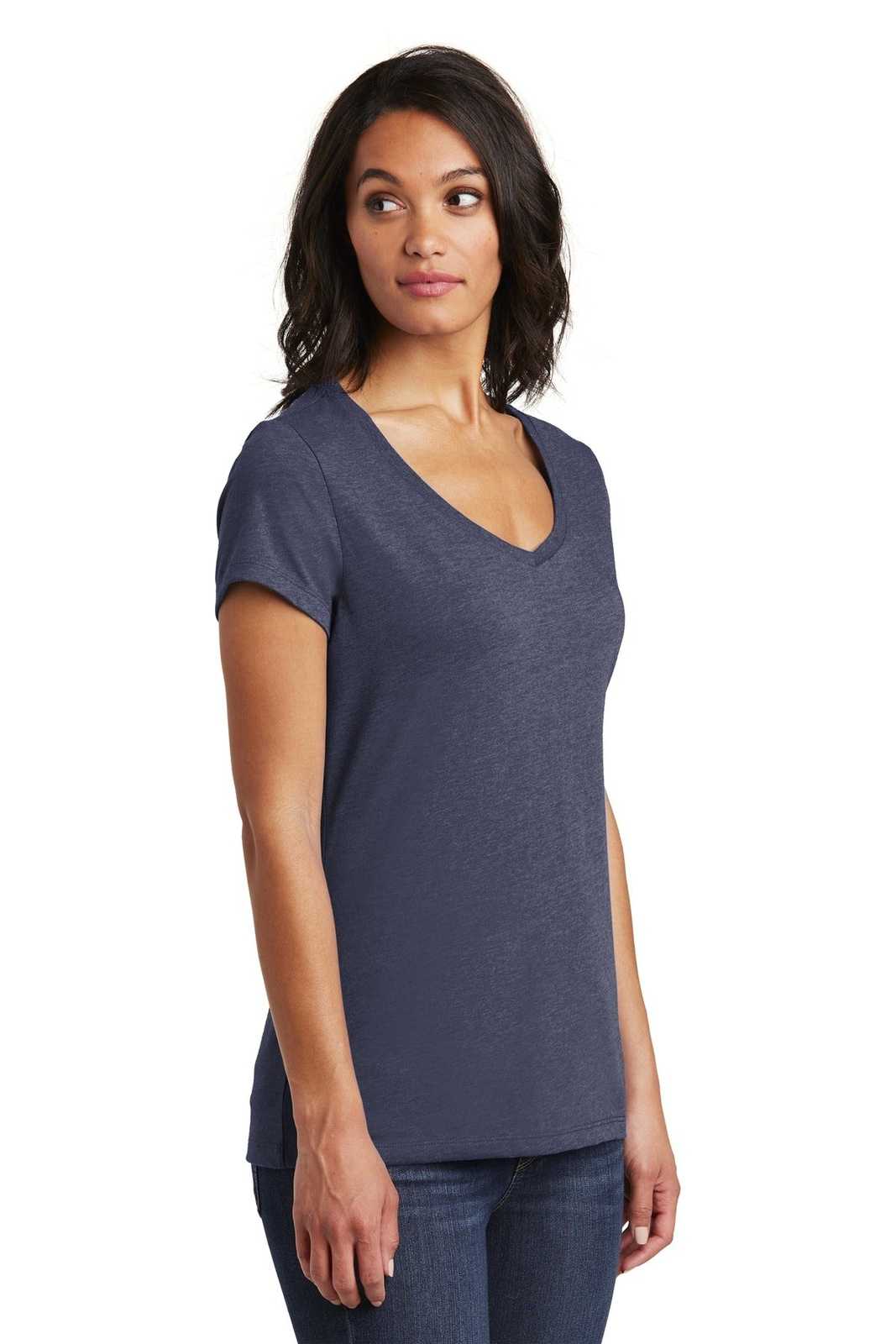 District DT6503 Women&#39;s Very Important Tee V-Neck - Heathered Navy - HIT a Double - 4
