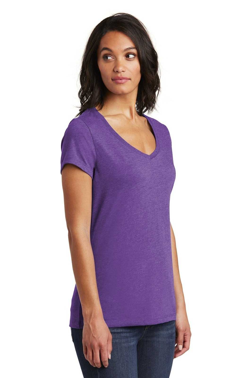 District DT6503 Women&#39;s Very Important Tee V-Neck - Heathered Purple - HIT a Double - 4
