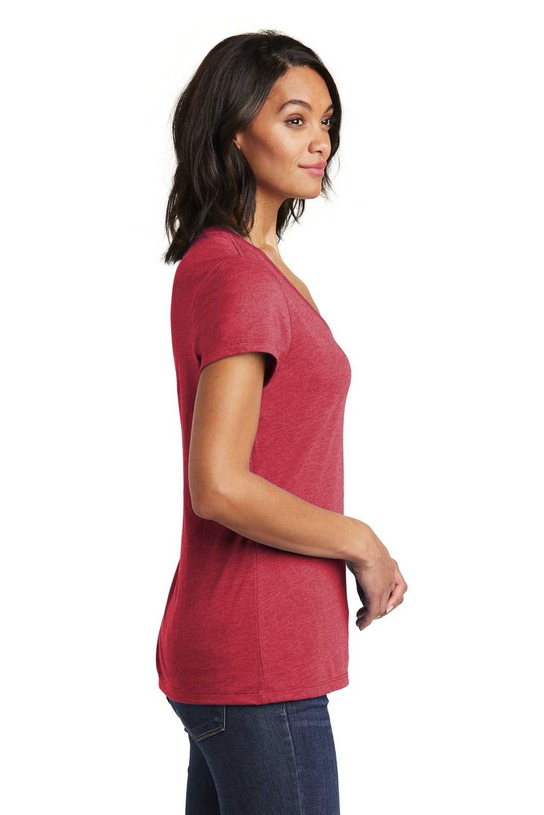 District DT6503 Women&#39;s Very Important Tee V-Neck - Heathered Red - HIT a Double - 3