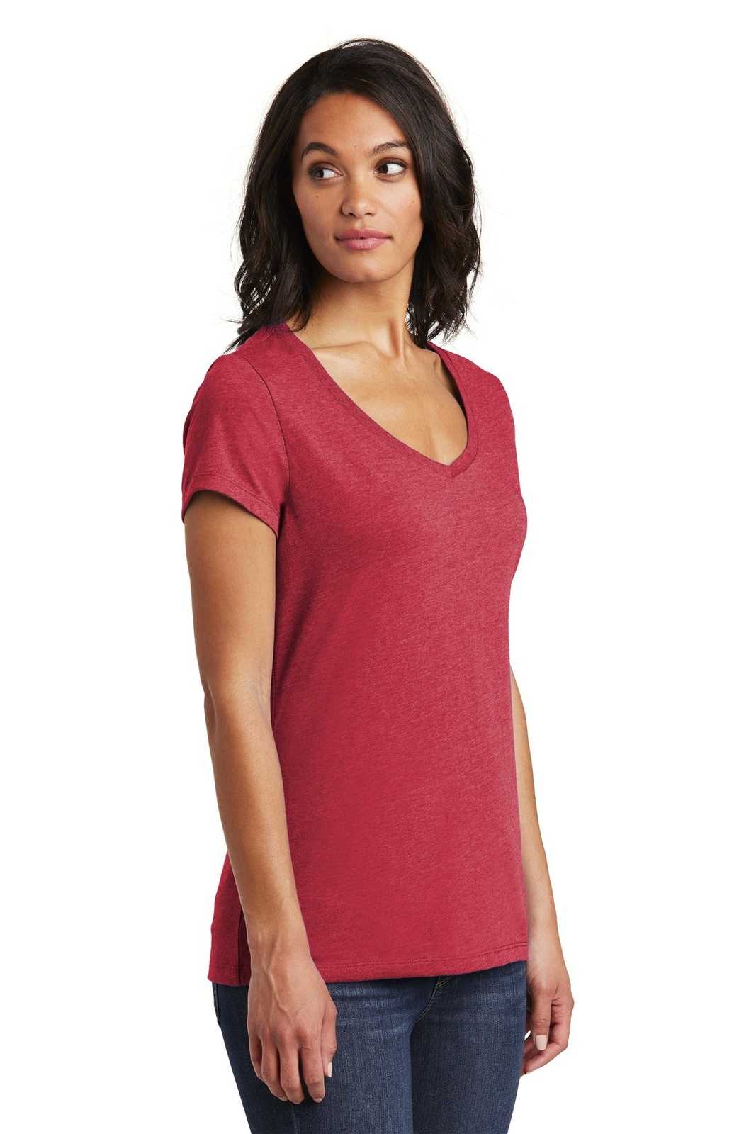 District DT6503 Women&#39;s Very Important Tee V-Neck - Heathered Red - HIT a Double - 4