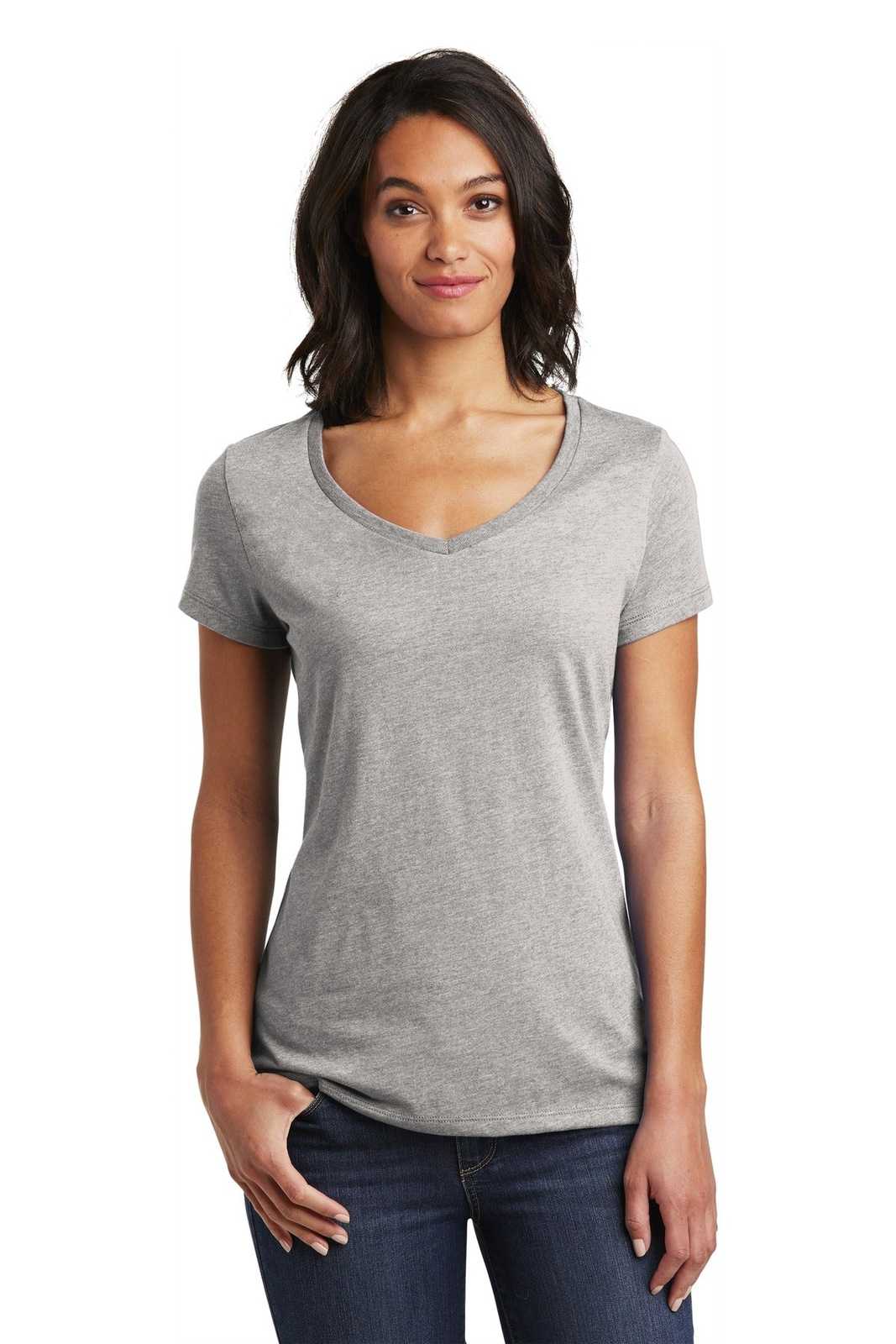 District DT6503 Women's Very Important Tee V-Neck - Light Heather Gray - HIT a Double - 1