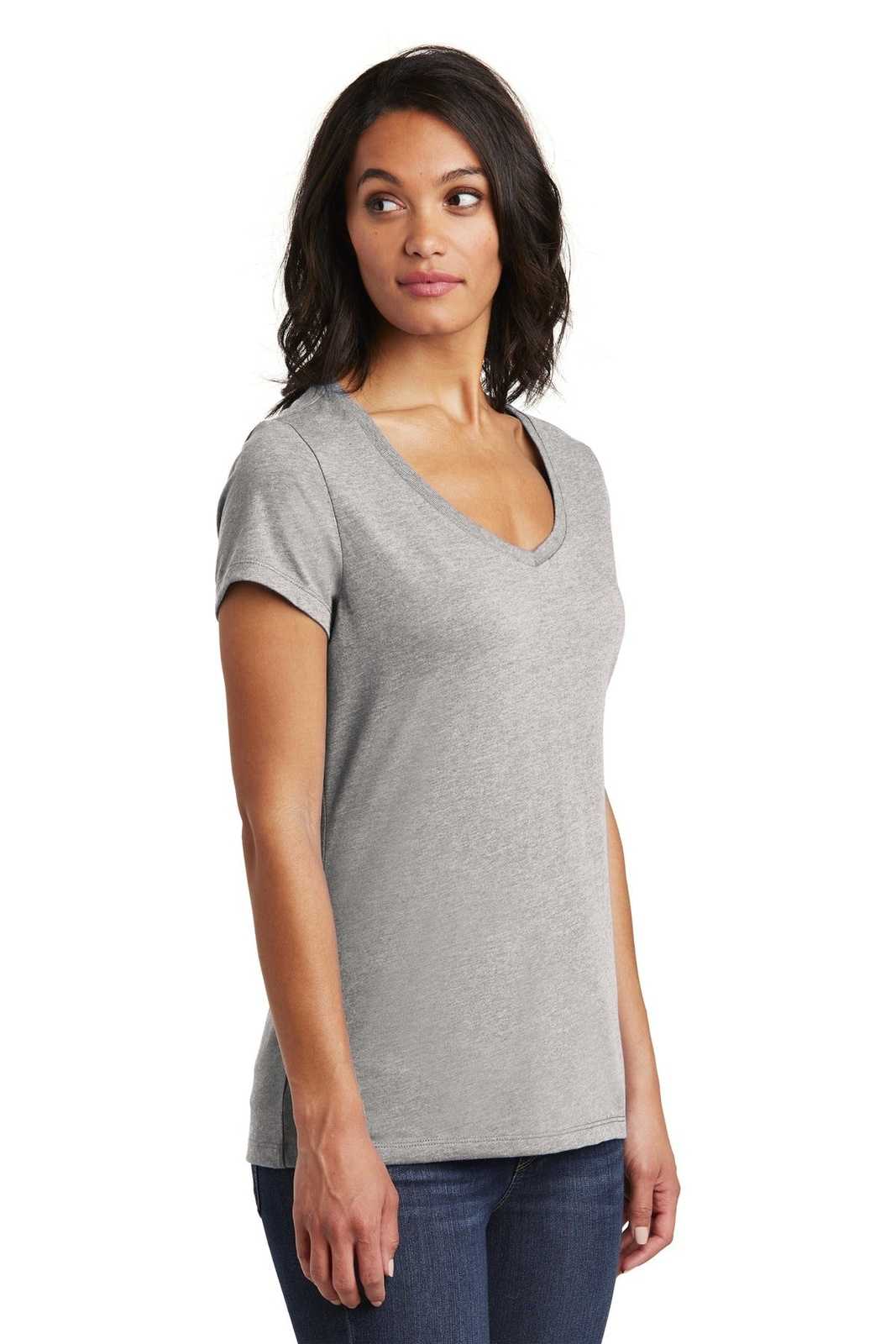 District DT6503 Women&#39;s Very Important Tee V-Neck - Light Heather Gray - HIT a Double - 4