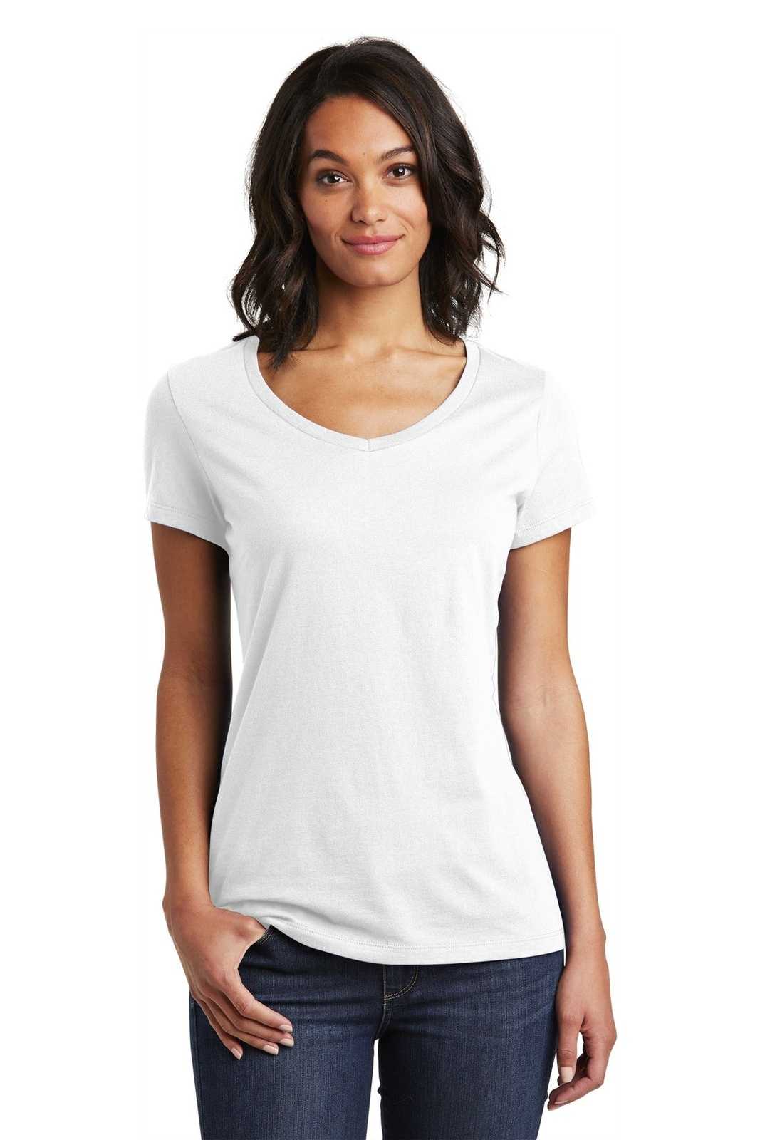 District DT6503 Women&#39;s Very Important Tee V-Neck - White - HIT a Double - 1