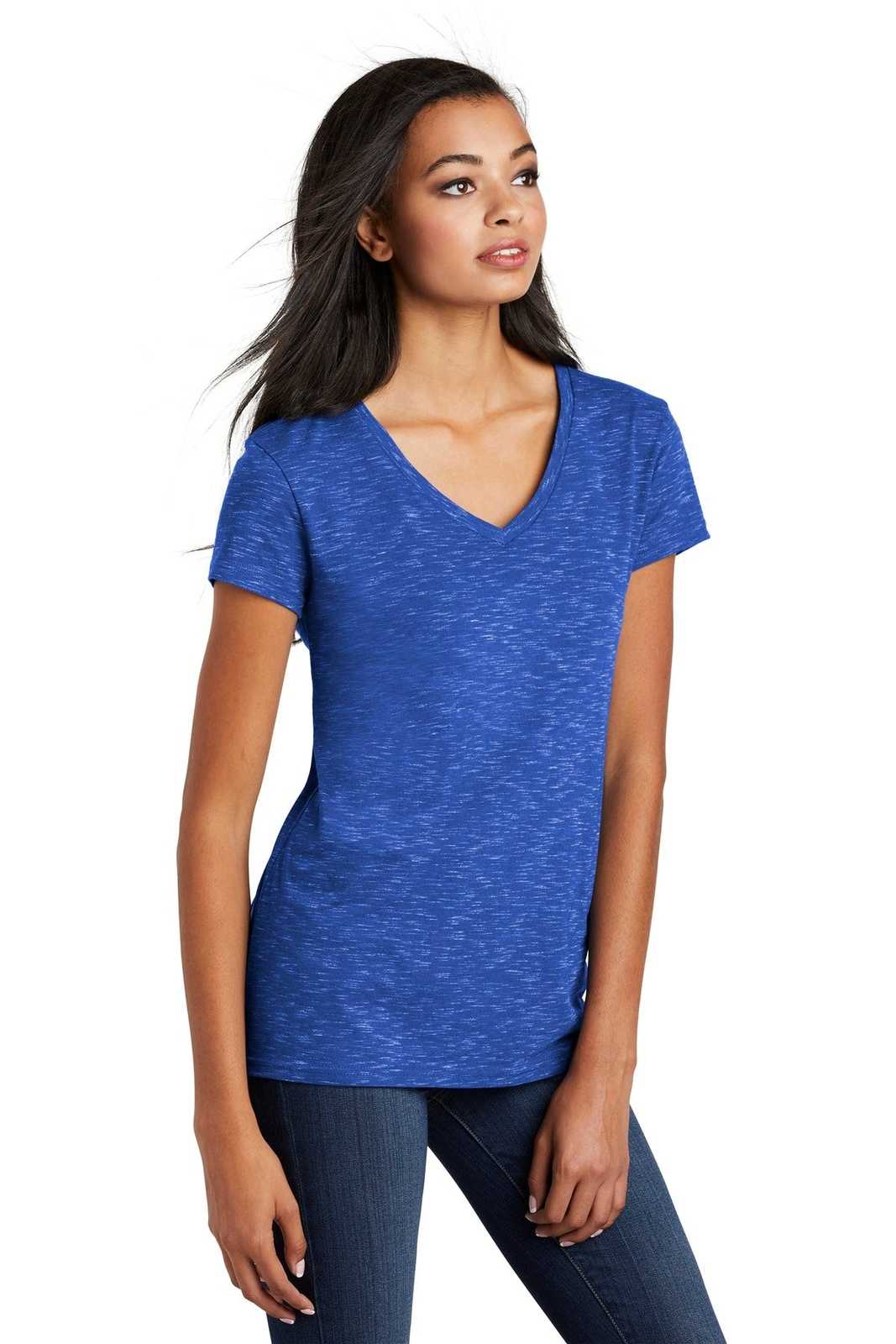 District DT664 Women&#39;s Medal V-Neck Tee - Deep Royal - HIT a Double - 4