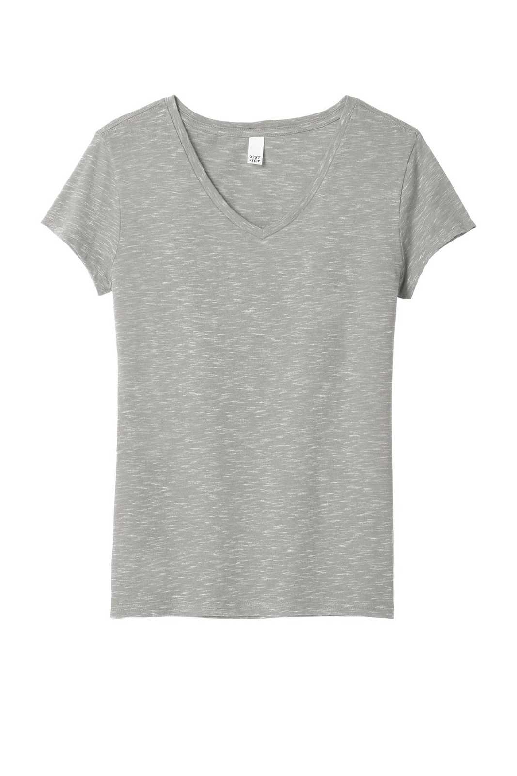 District DT664 Women&#39;s Medal V-Neck Tee - Light Gray - HIT a Double - 5
