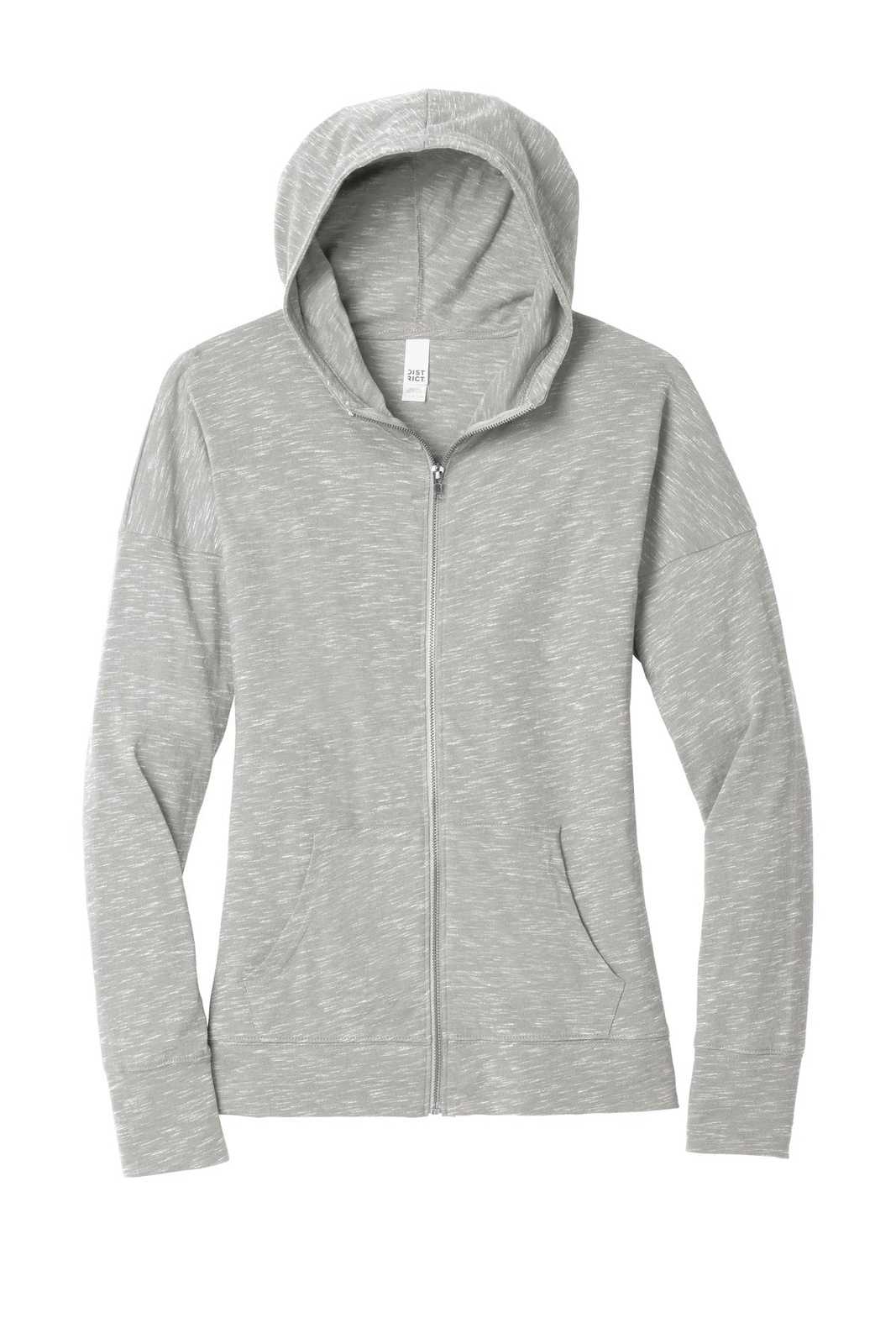 District DT665 Women&#39;s Medal Full-Zip Hoodie - Light Gray - HIT a Double - 5