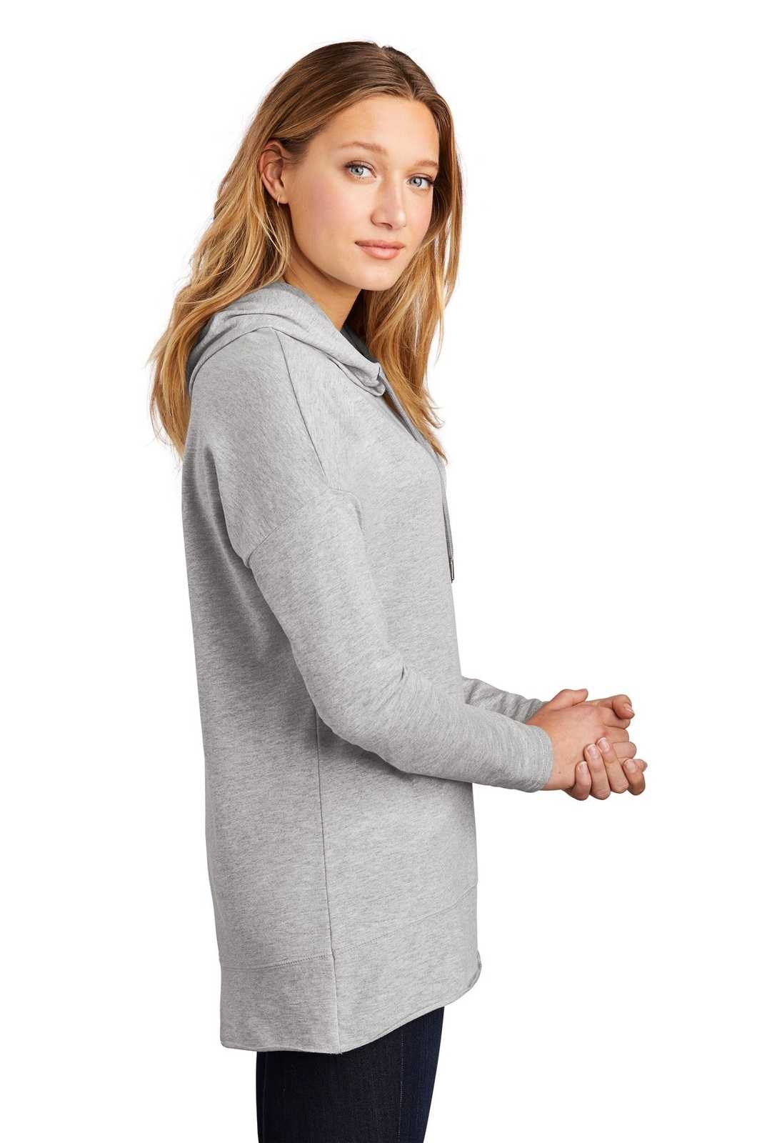 District DT671 Women&#39;s Featherweight French Terry Hoodie - Light Heather Gray - HIT a Double - 3