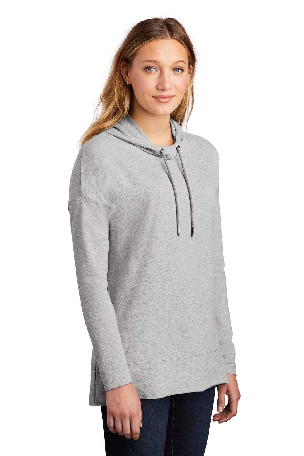 District DT671 Women&#39;s Featherweight French Terry Hoodie - Light Heather Gray - HIT a Double - 4