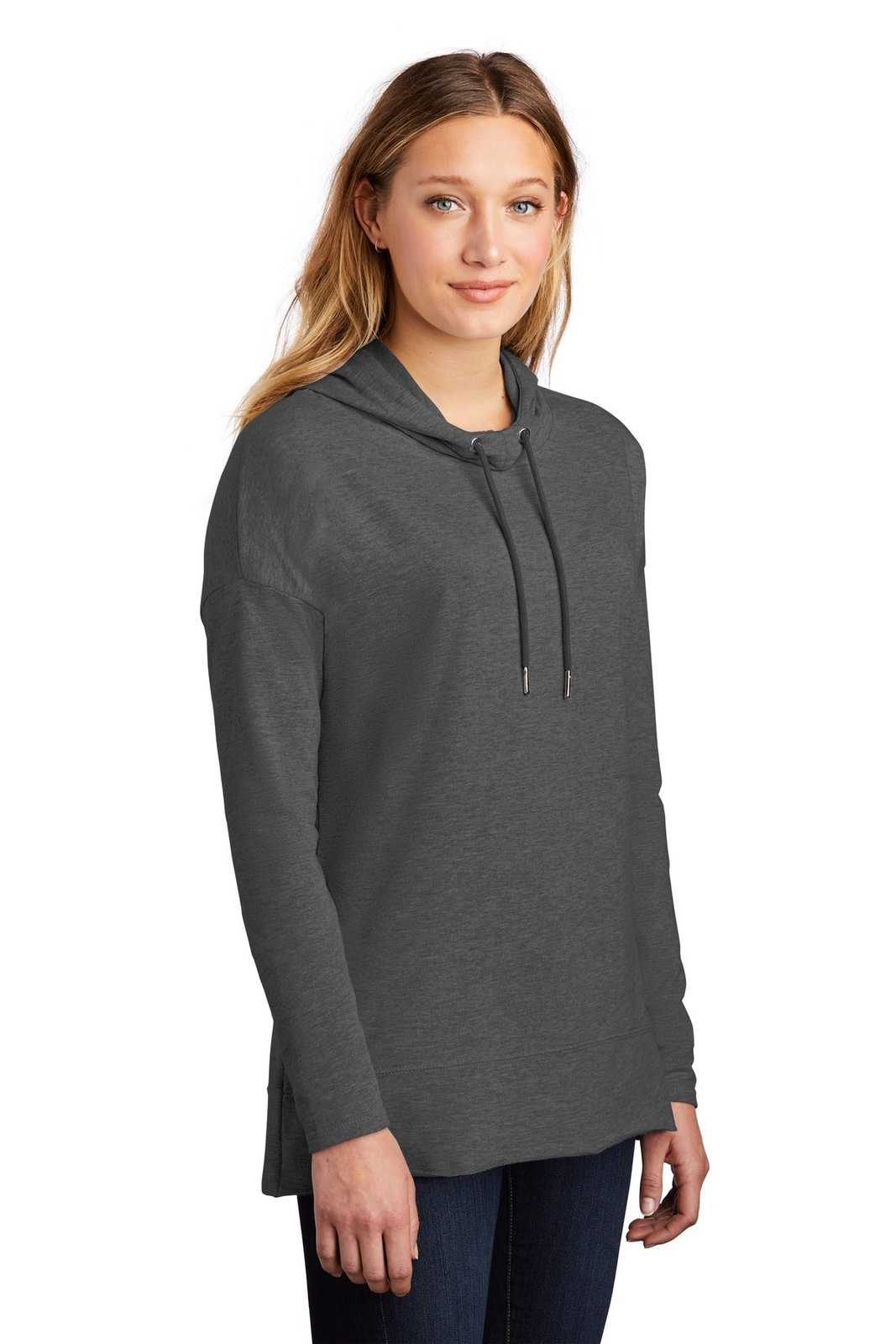 District DT671 Women&#39;s Featherweight French Terry Hoodie - Washed Coal - HIT a Double - 4