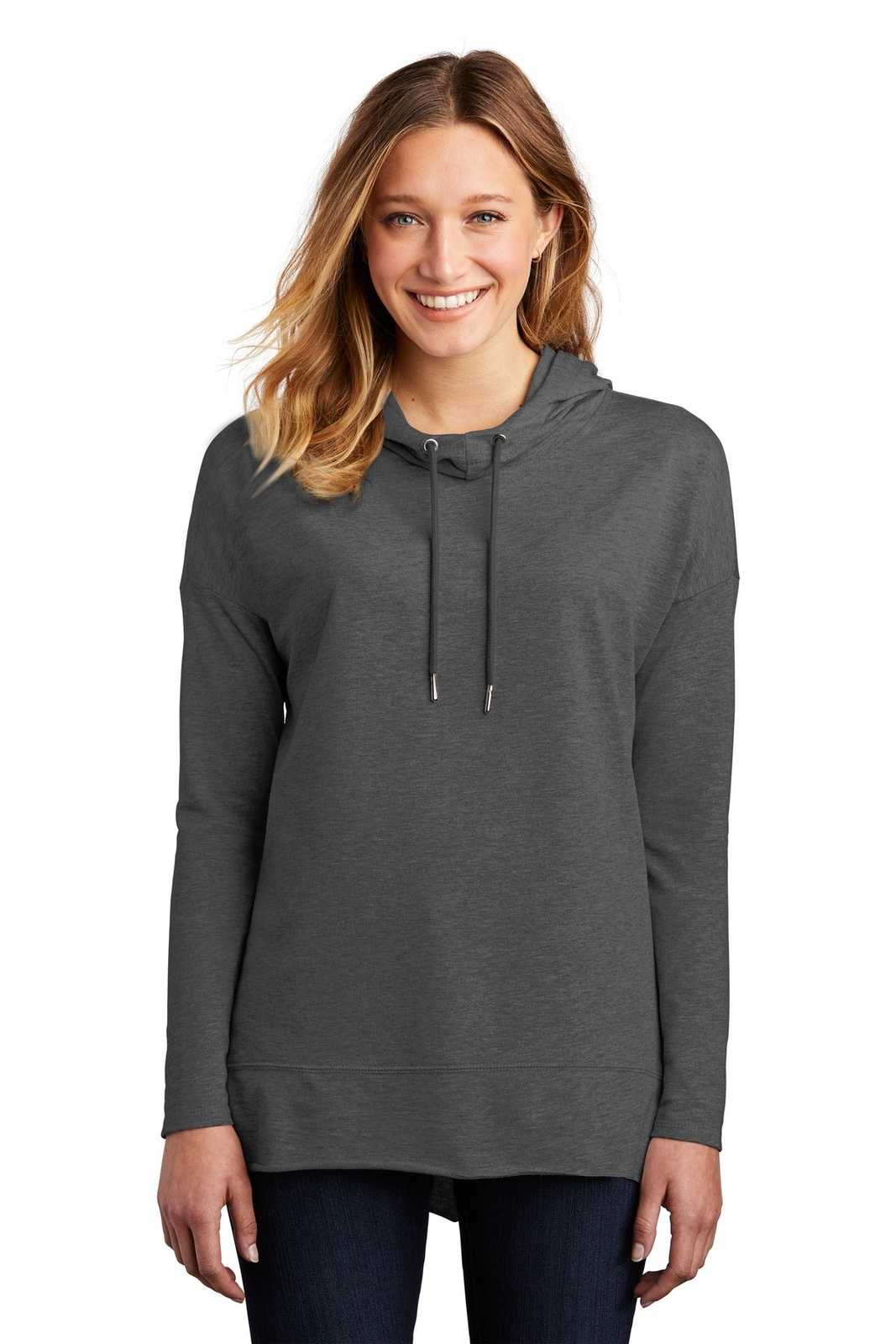 District DT671 Women&#39;s Featherweight French Terry Hoodie - Washed Coal - HIT a Double - 1