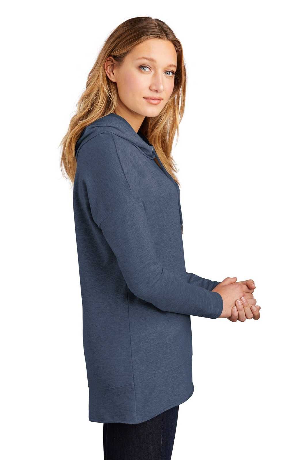 District DT671 Women&#39;s Featherweight French Terry Hoodie - Washed Indigo - HIT a Double - 3