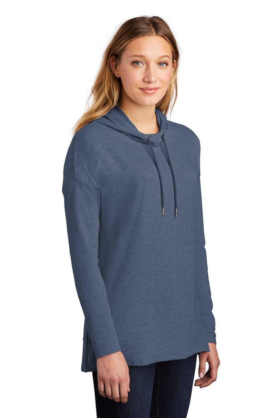 District DT671 Women&#39;s Featherweight French Terry Hoodie - Washed Indigo - HIT a Double - 4