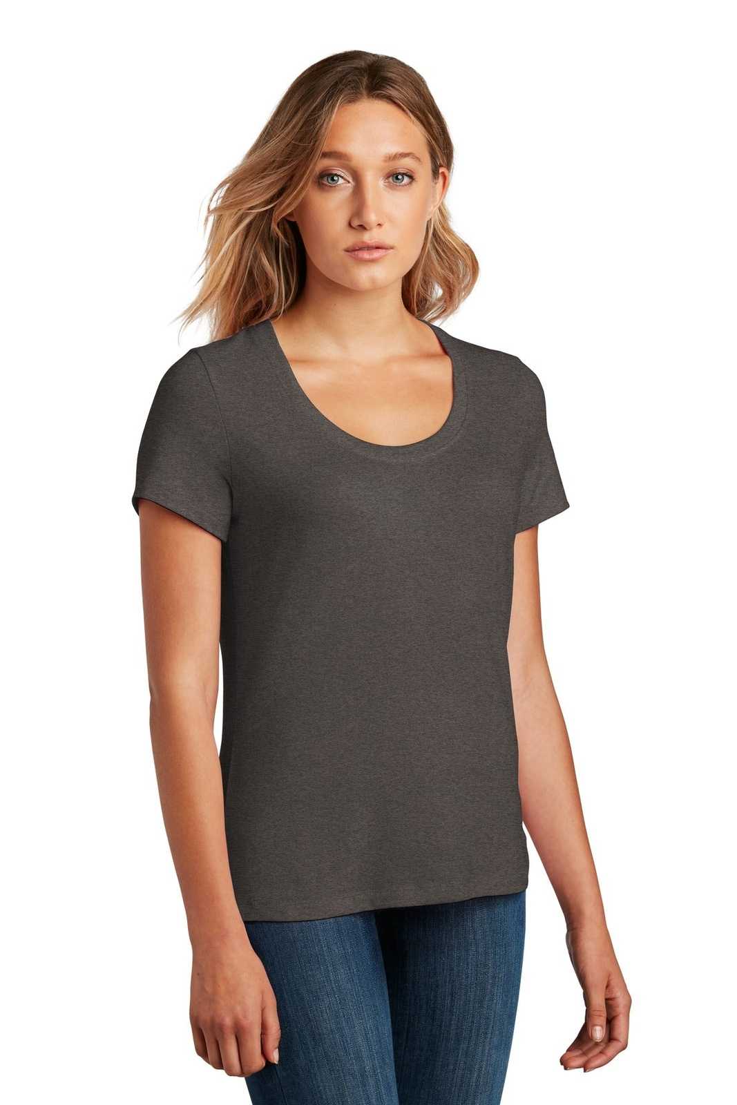 District DT7501 Womens Flex Scoop Neck Tee - Heathered Charcoal - HIT a Double - 4