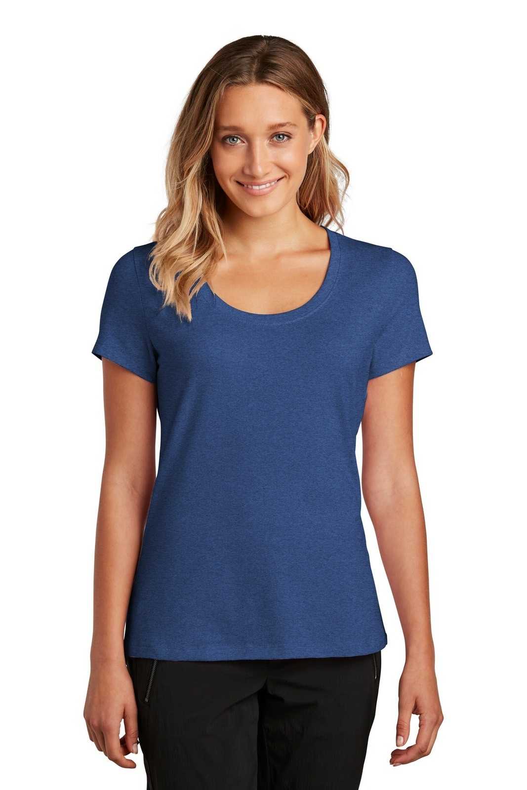 District DT7501 Womens Flex Scoop Neck Tee - Heathered Deep Royal - HIT a Double - 1
