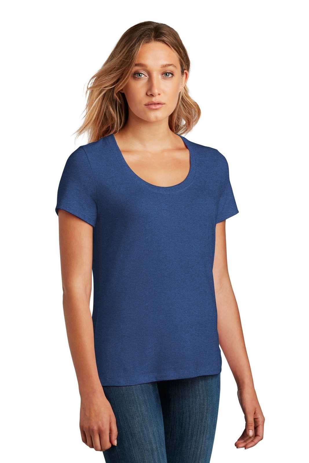 District DT7501 Womens Flex Scoop Neck Tee - Heathered Deep Royal - HIT a Double - 4