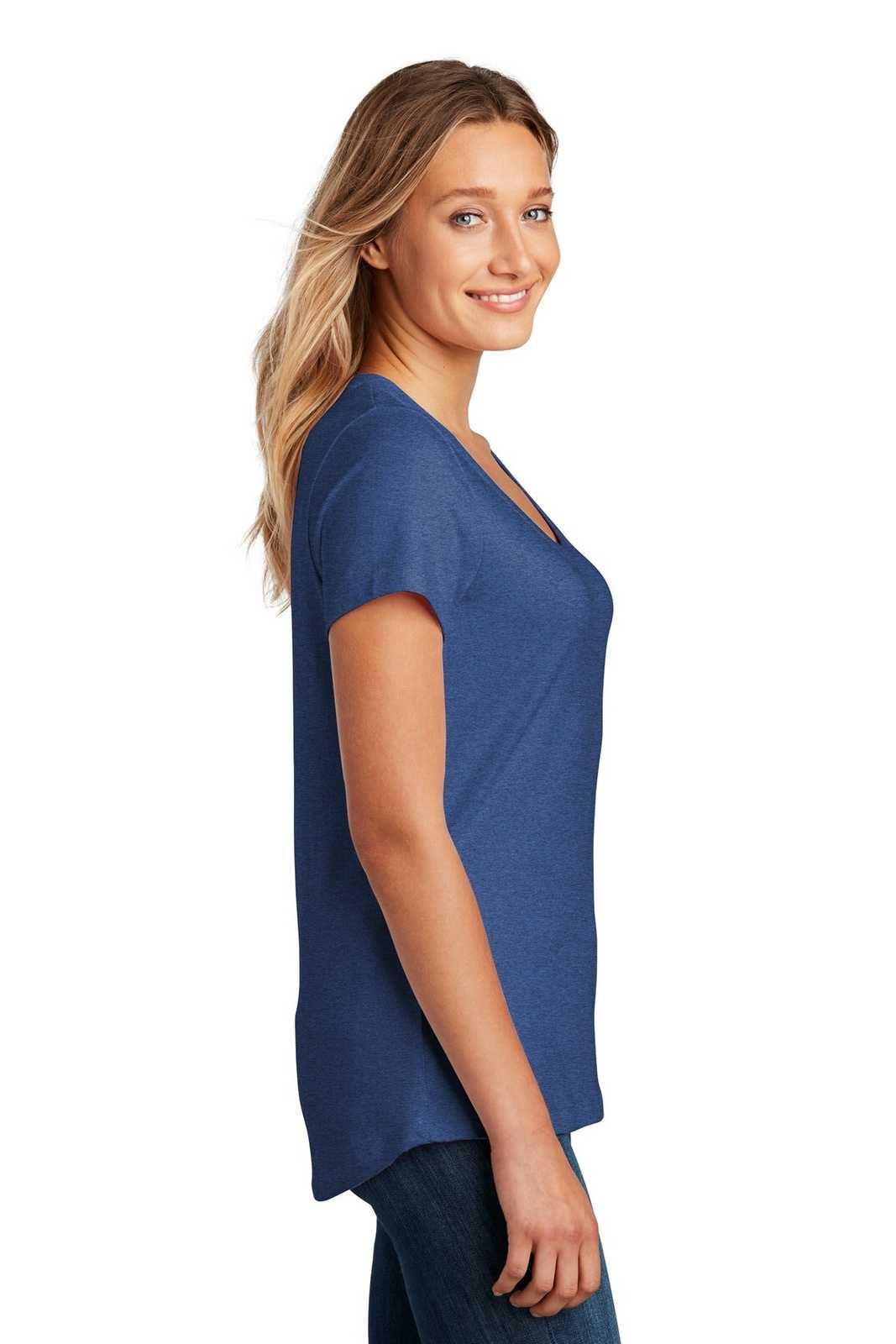 District DT7501 Womens Flex Scoop Neck Tee - Heathered Deep Royal - HIT a Double - 3