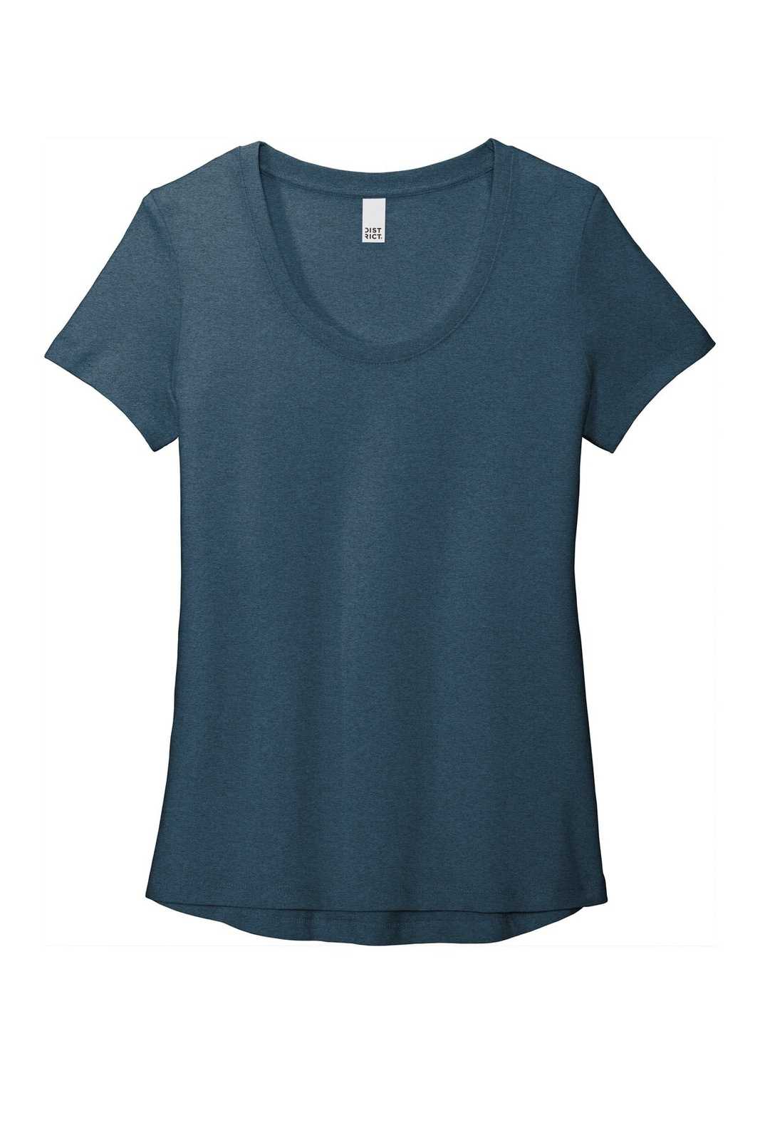 District DT7501 Womens Flex Scoop Neck Tee - Heathered Neptune Blue - HIT a Double - 5