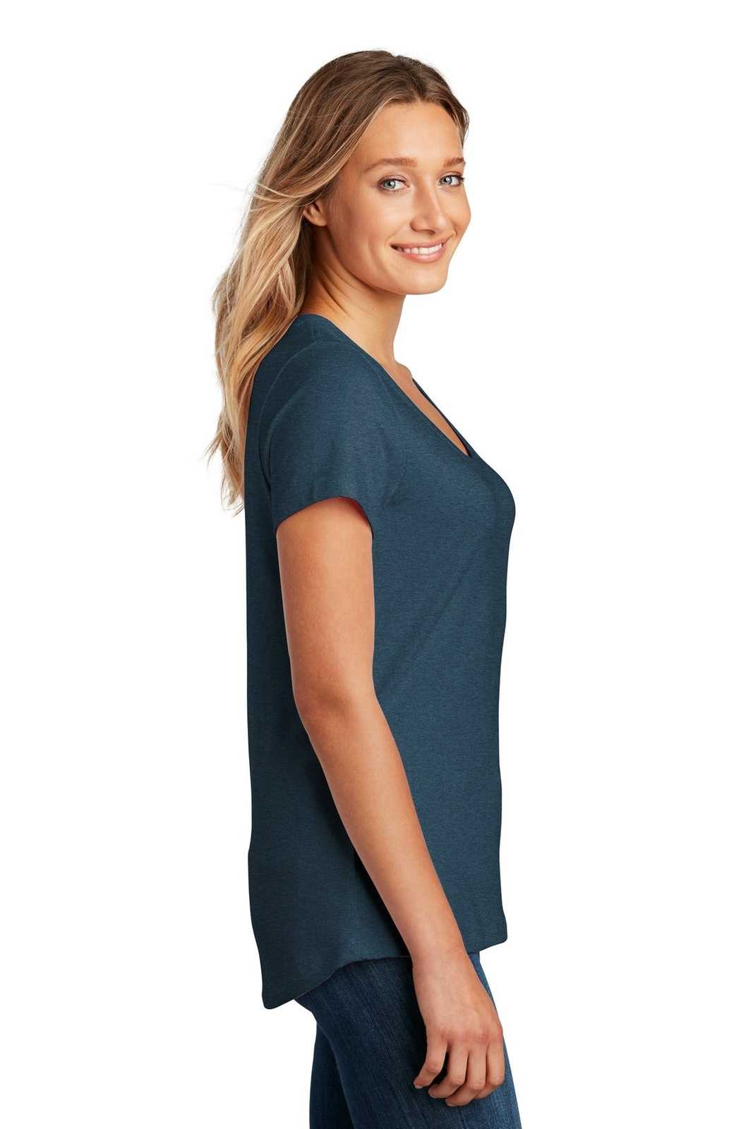 District DT7501 Womens Flex Scoop Neck Tee - Heathered Neptune Blue - HIT a Double - 3