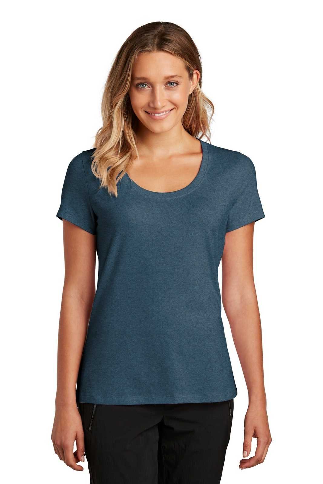 District DT7501 Womens Flex Scoop Neck Tee - Heathered Neptune Blue - HIT a Double - 1