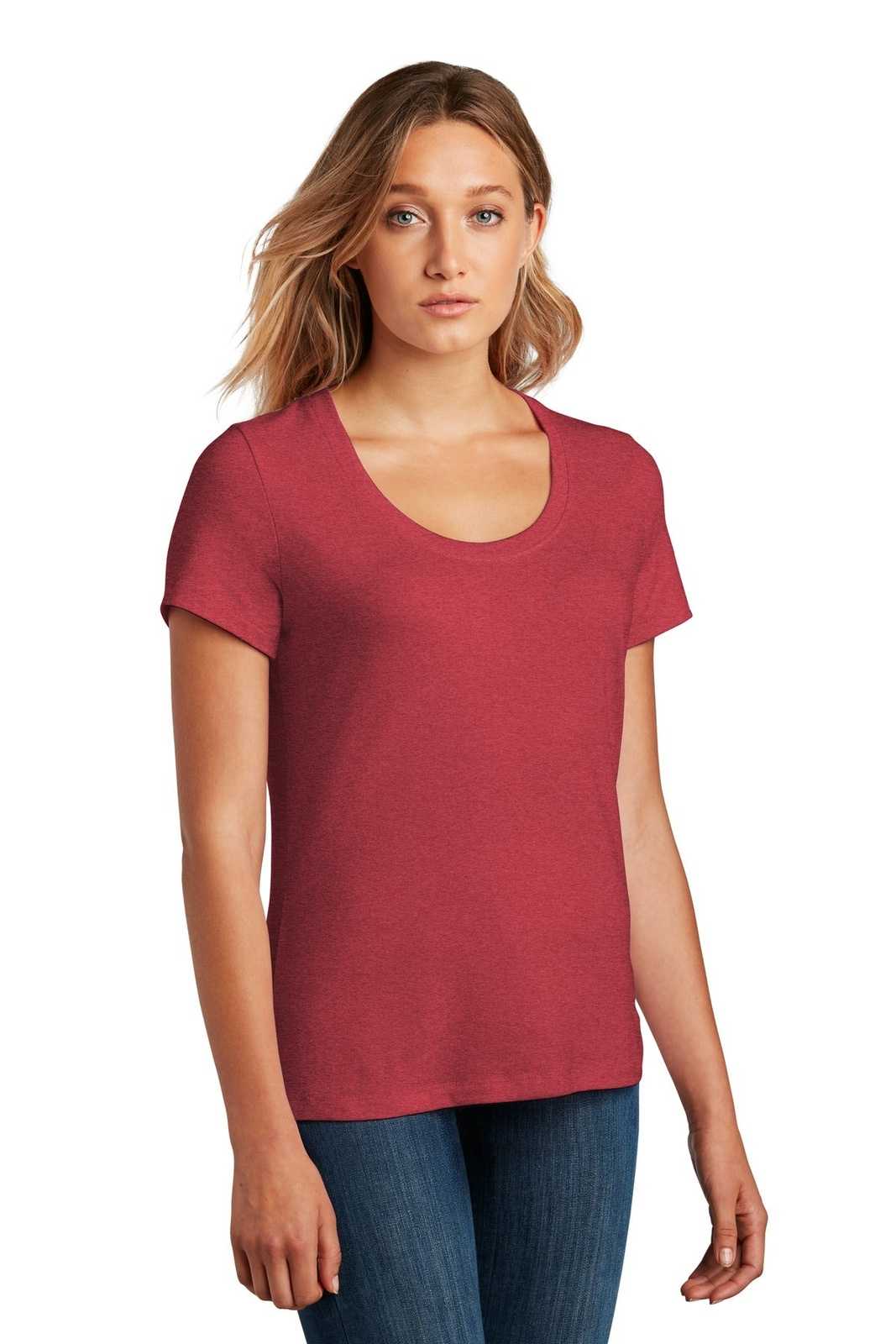 District DT7501 Womens Flex Scoop Neck Tee - Heathered Red - HIT a Double - 4