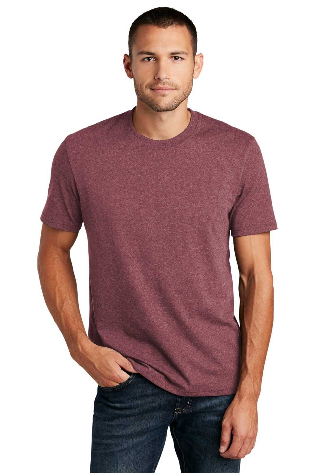 District DT8000 Re-Tee - Maroon Heather - HIT a Double - 1