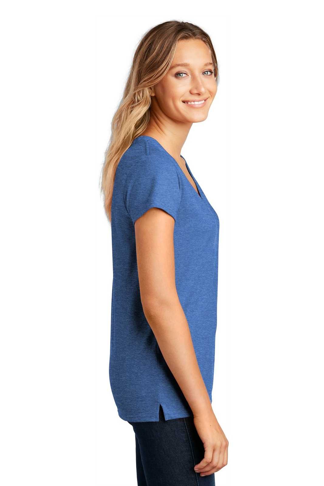 District DT8001 Womens Re-Tee V-Neck - Blue Heather - HIT a Double - 3
