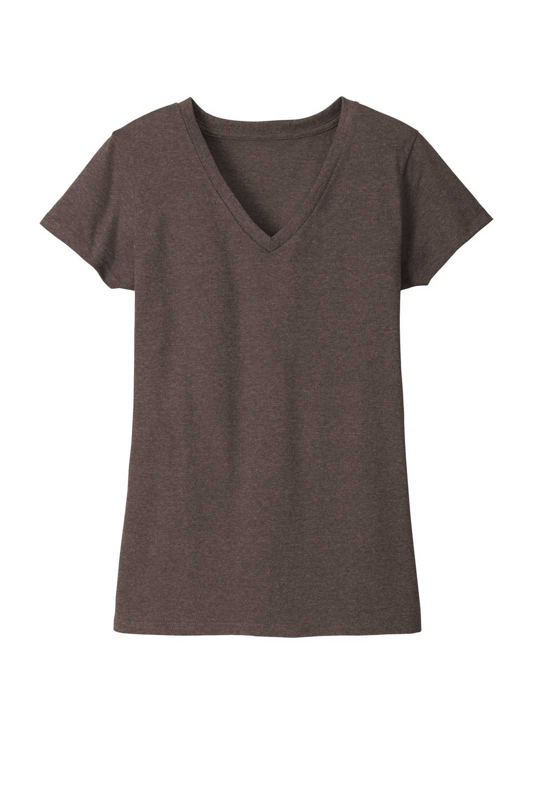 District DT8001 Womens Re-Tee V-Neck - Deep Brown Heather - HIT a Double - 5