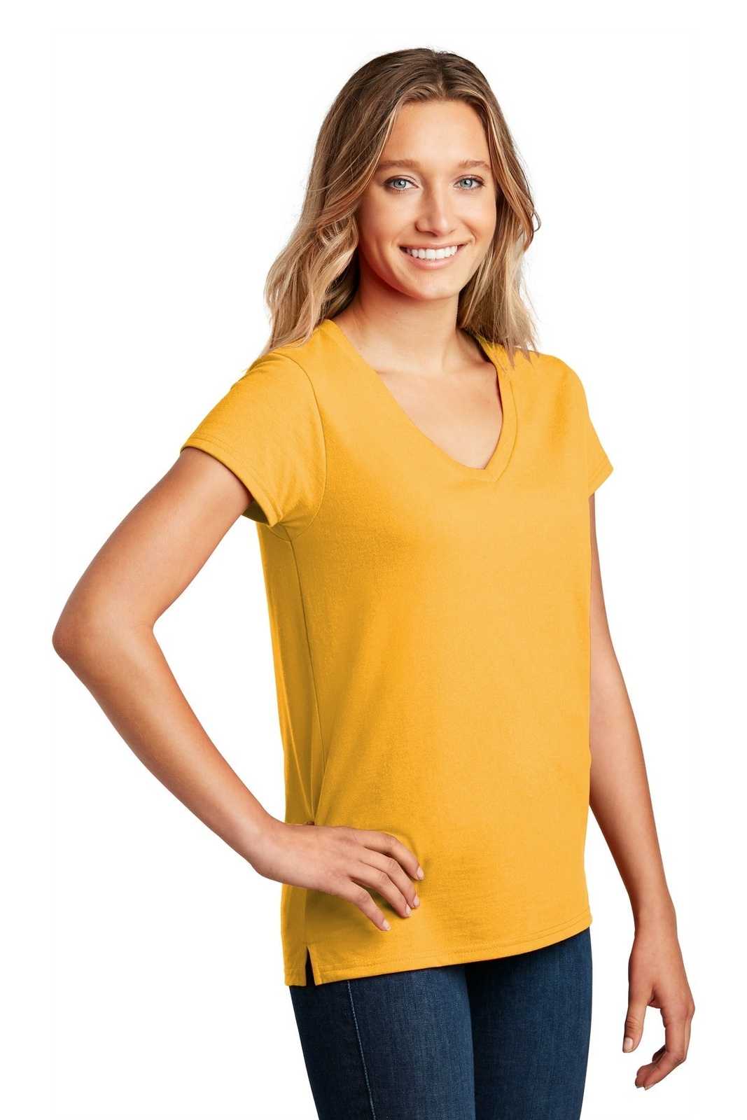 District DT8001 Womens Re-Tee V-Neck - Maize Yellow - HIT a Double - 4